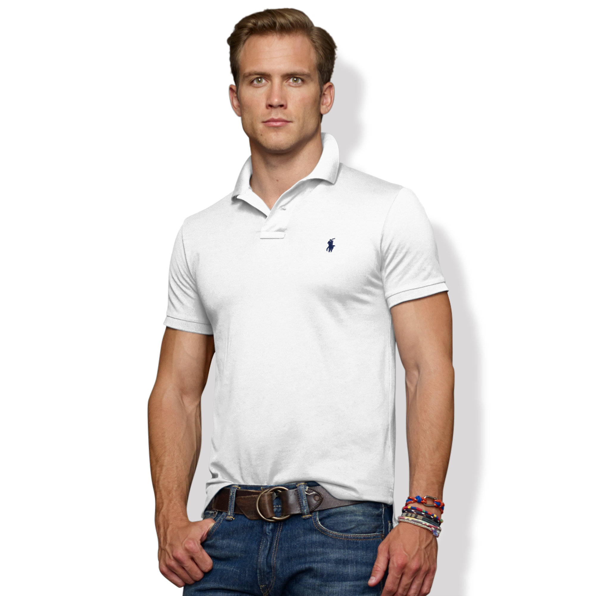 Polo ralph lauren Slim-fit Stretch-mesh Polo in White for Men | Lyst