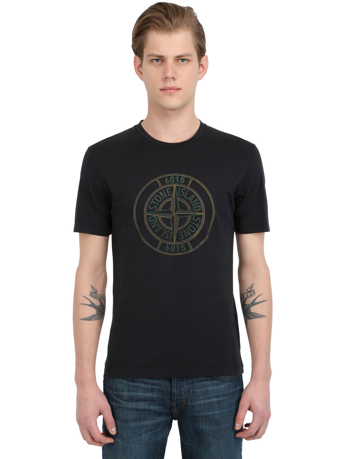 Lyst - Stone Island Slim Fit Cotton Jersey Logo Tshirt in Black for Men