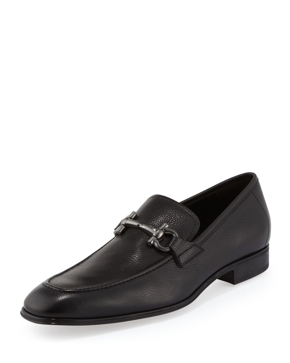 Ferragamo Rigel Pebbled Rubber-sole Gancini Loafer in Black for Men | Lyst
