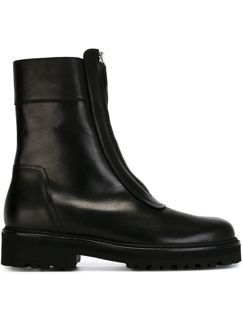 MM6 by Maison Martin Margiela Front Zip Boots in Black - Lyst