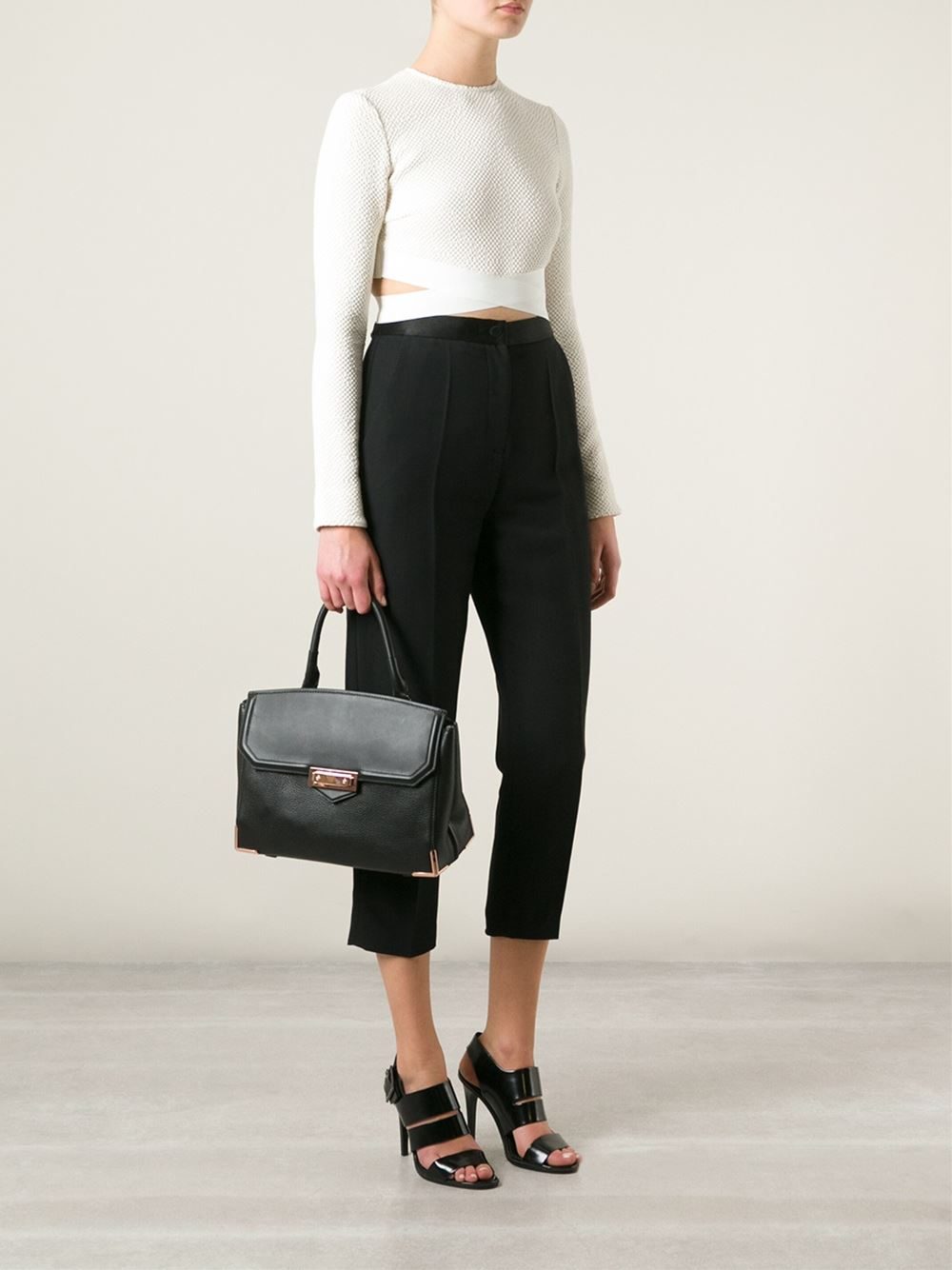 Alexander Suede Small Marion Bag On Whole Alexander Bags Marion Skeletal Large Leather Shoulder Bag In Black