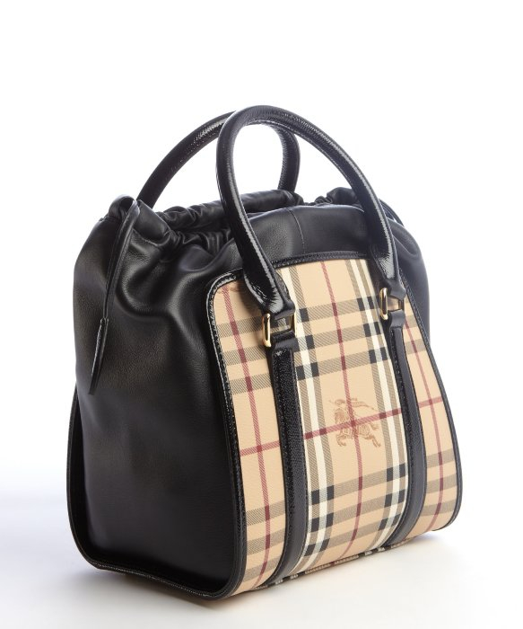 Burberry Leather Coated Canvas Nova Check Drawstring Top Handle ...