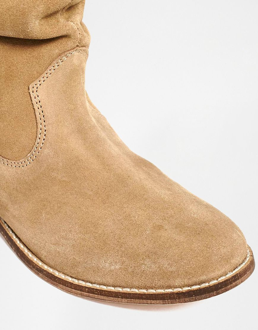 tan suede pull on boots