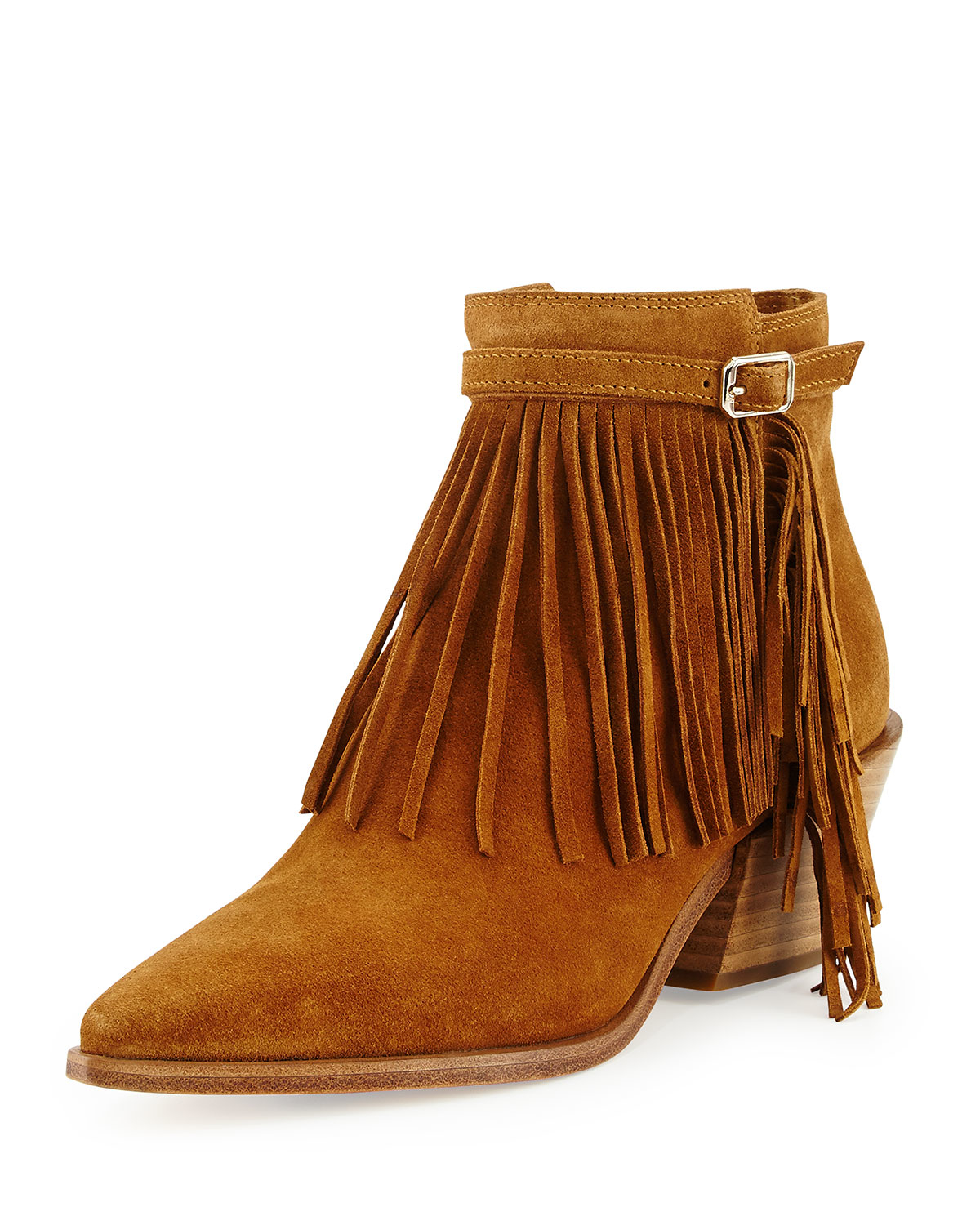 Sigerson morrison Lena Fringed Suede Ankle Boots in Black | Lyst