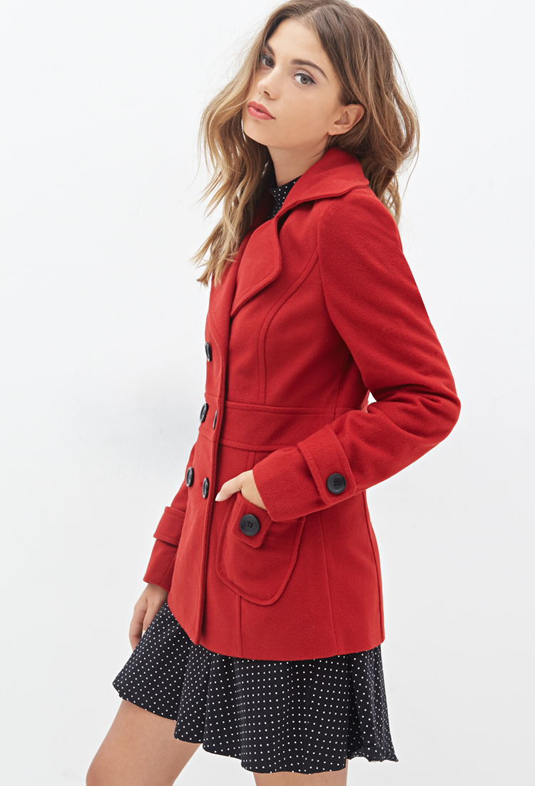 Lyst - Forever 21 Double-breasted Woven Coat in Red for Men