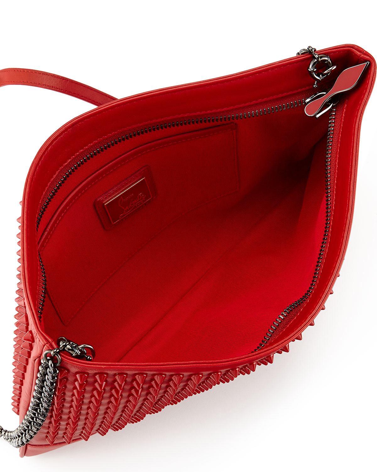 red studded clutch