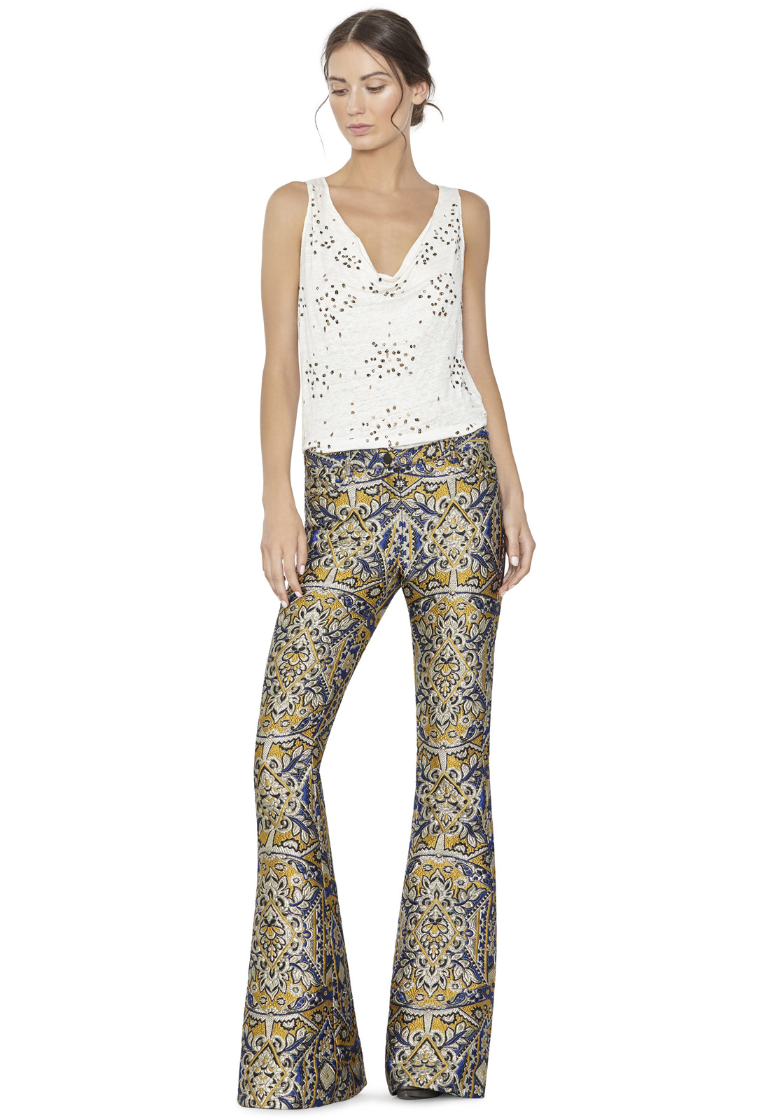 Lyst - Alice + Olivia Lucy Embellished Trapeze Top in Natural