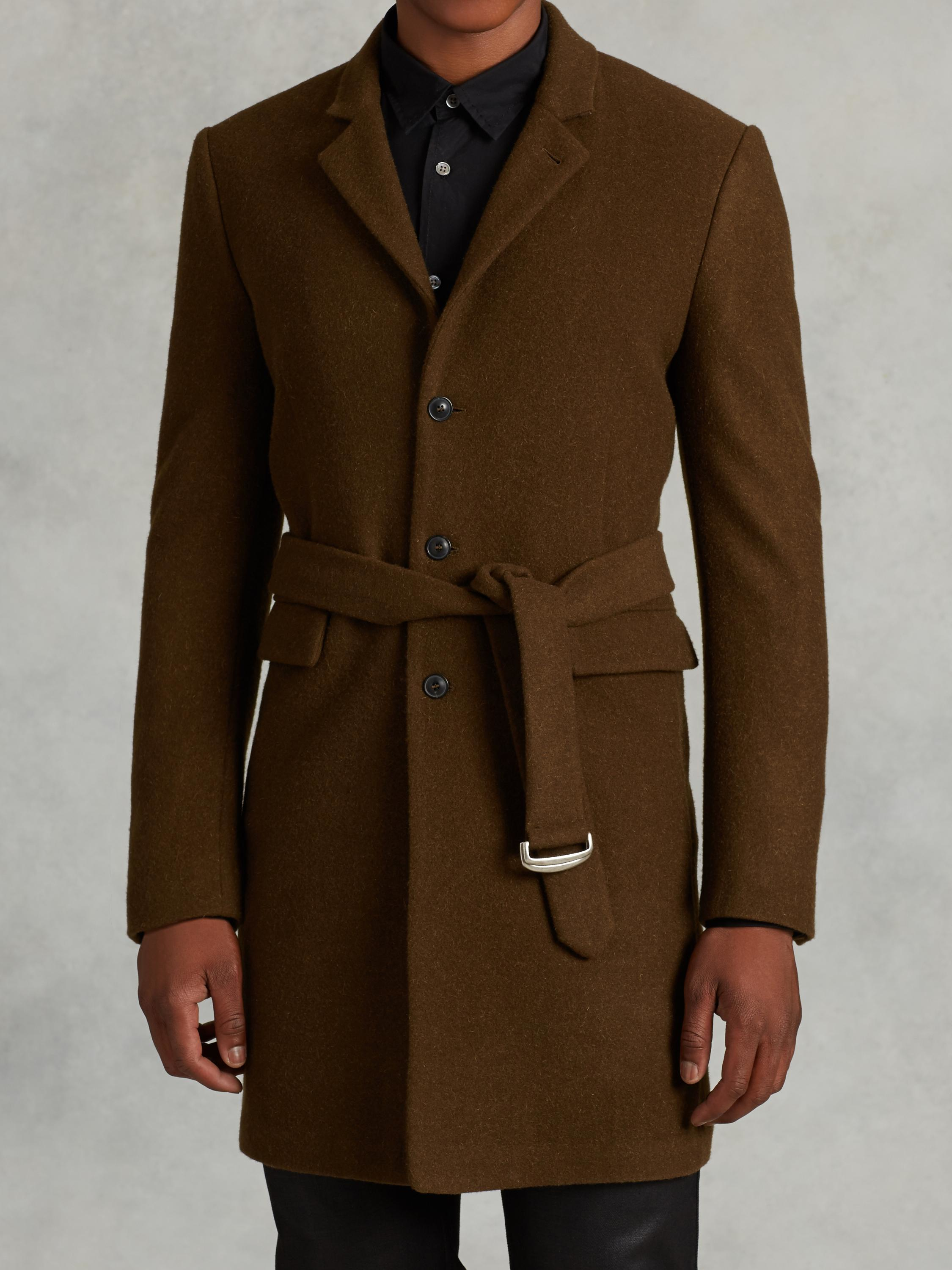 Lyst - John Varvatos Wool Belted Coat in Brown for Men