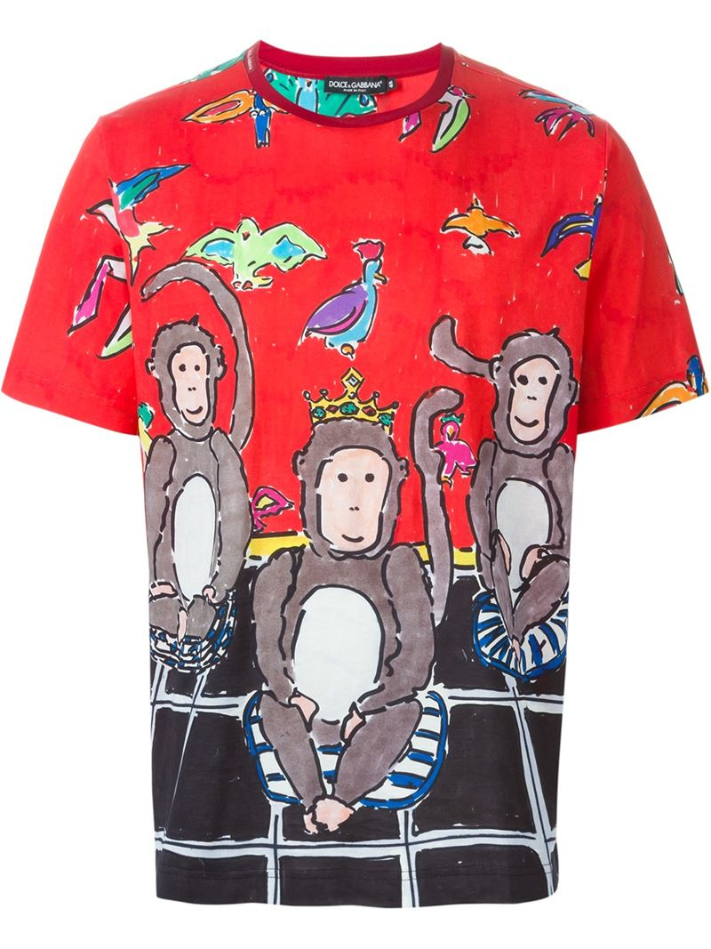 Lyst - Dolce & gabbana Monkey Print T-shirt in Black for Men