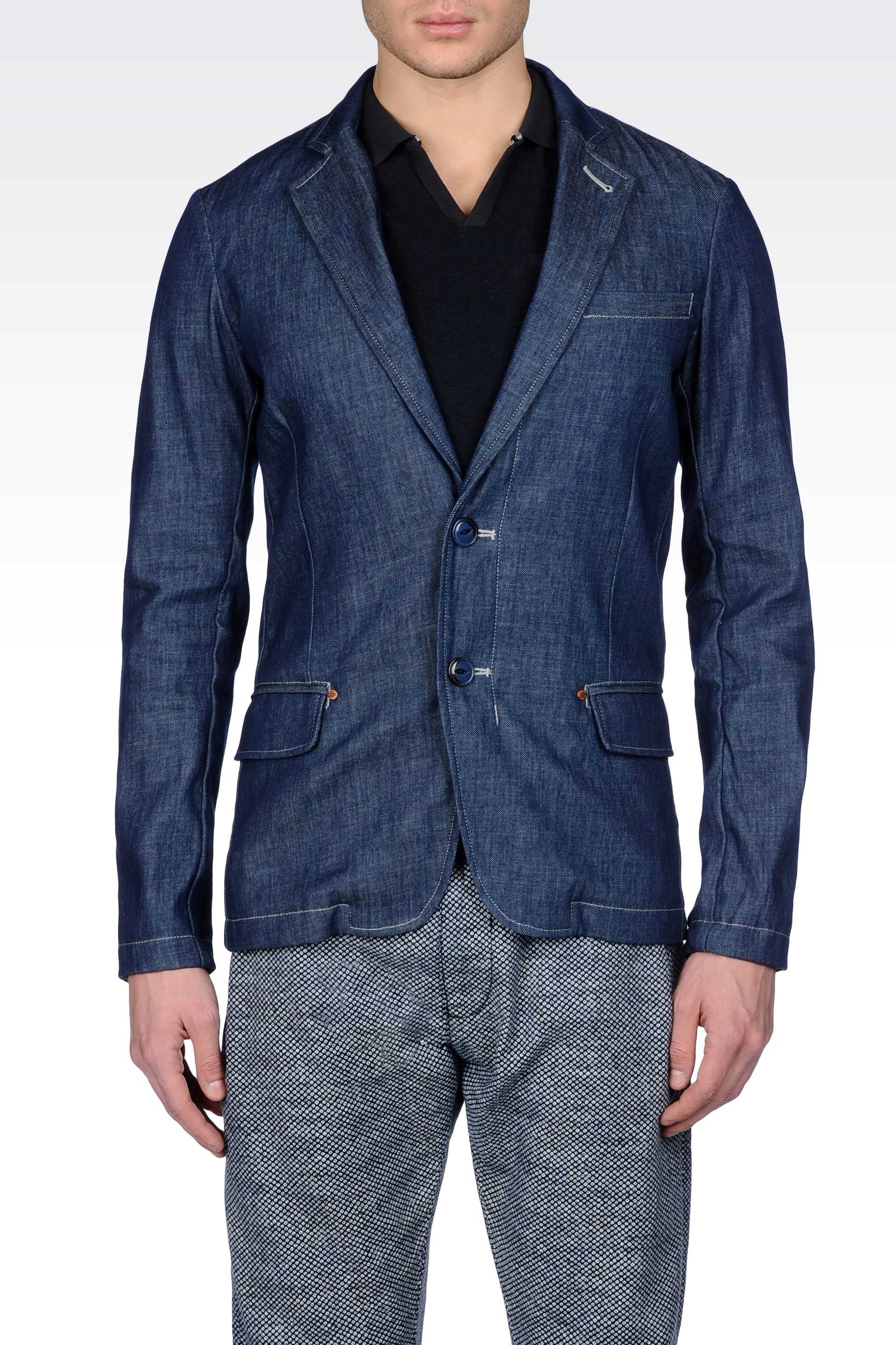 Lyst Armani Jeans Singlebreasted Dark Wash Denim Jacket in Blue for Men