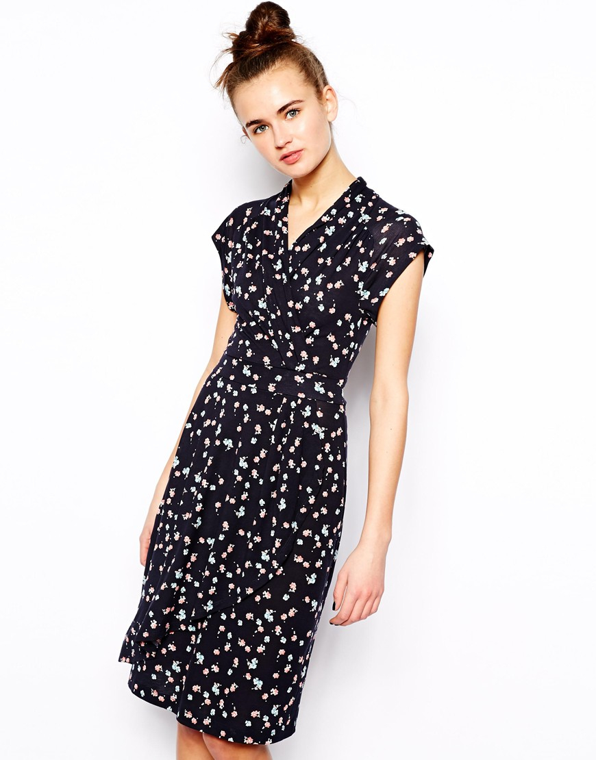 Lyst - French Connection Mini Belle Dress in Floral Print with Wrap ...