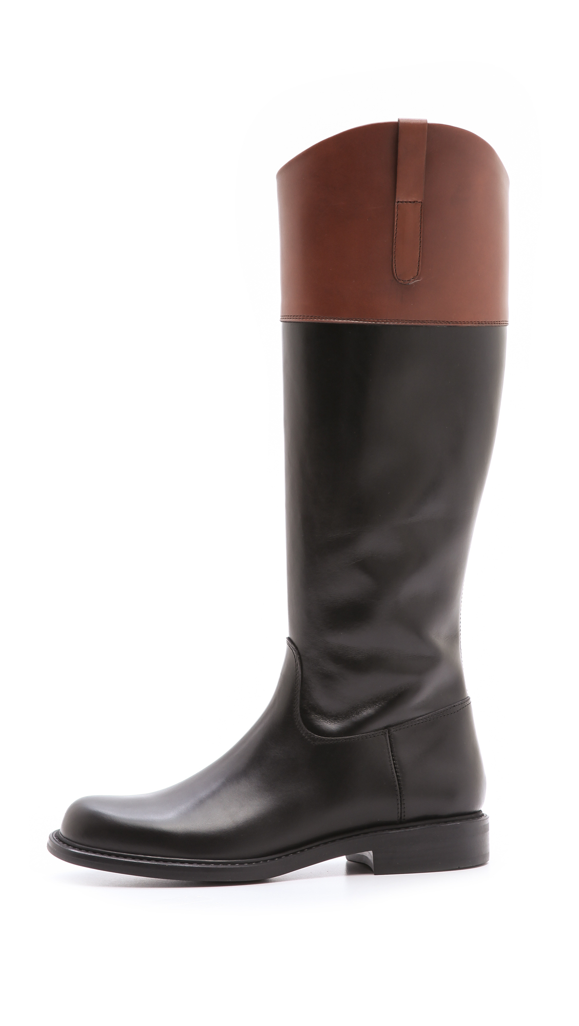 wide calf two tone riding boots