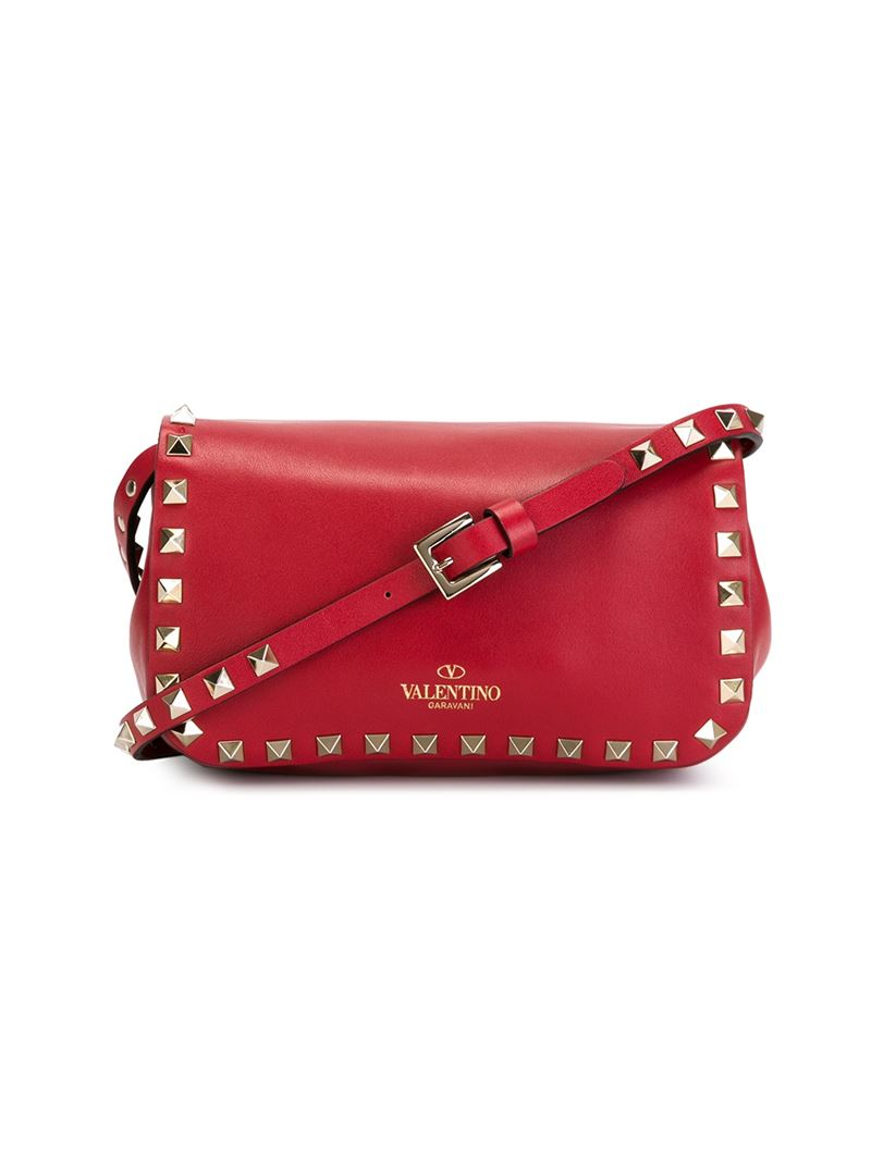 Valentino &#39;Rockstud&#39; Crossbody Bag in Red | Lyst