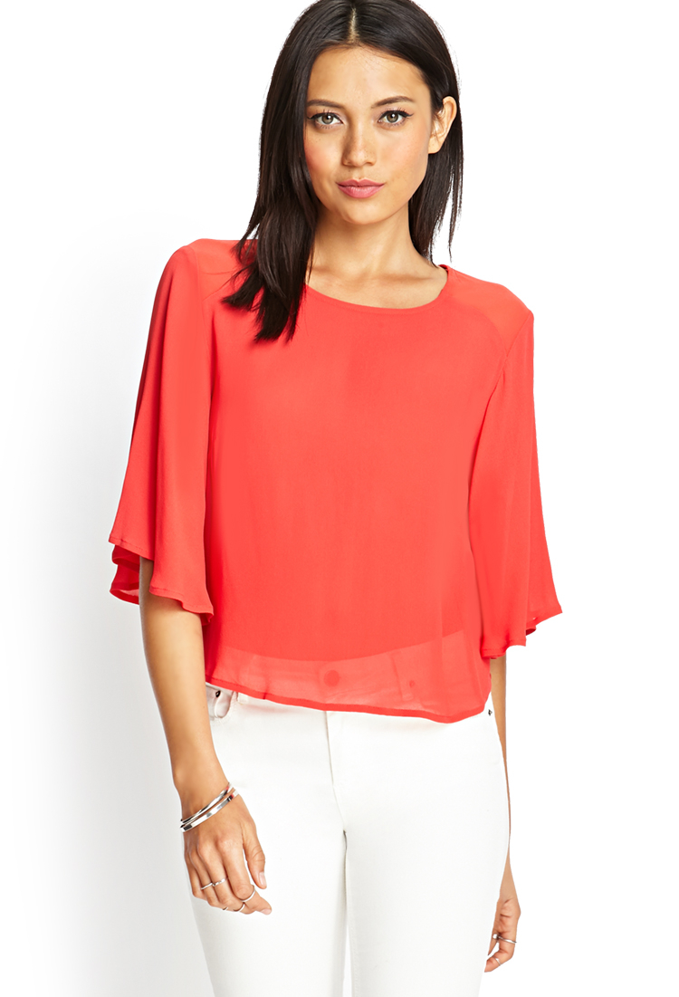 VOA Silk Georgette Blouse Women Tops Basic Office Shirt