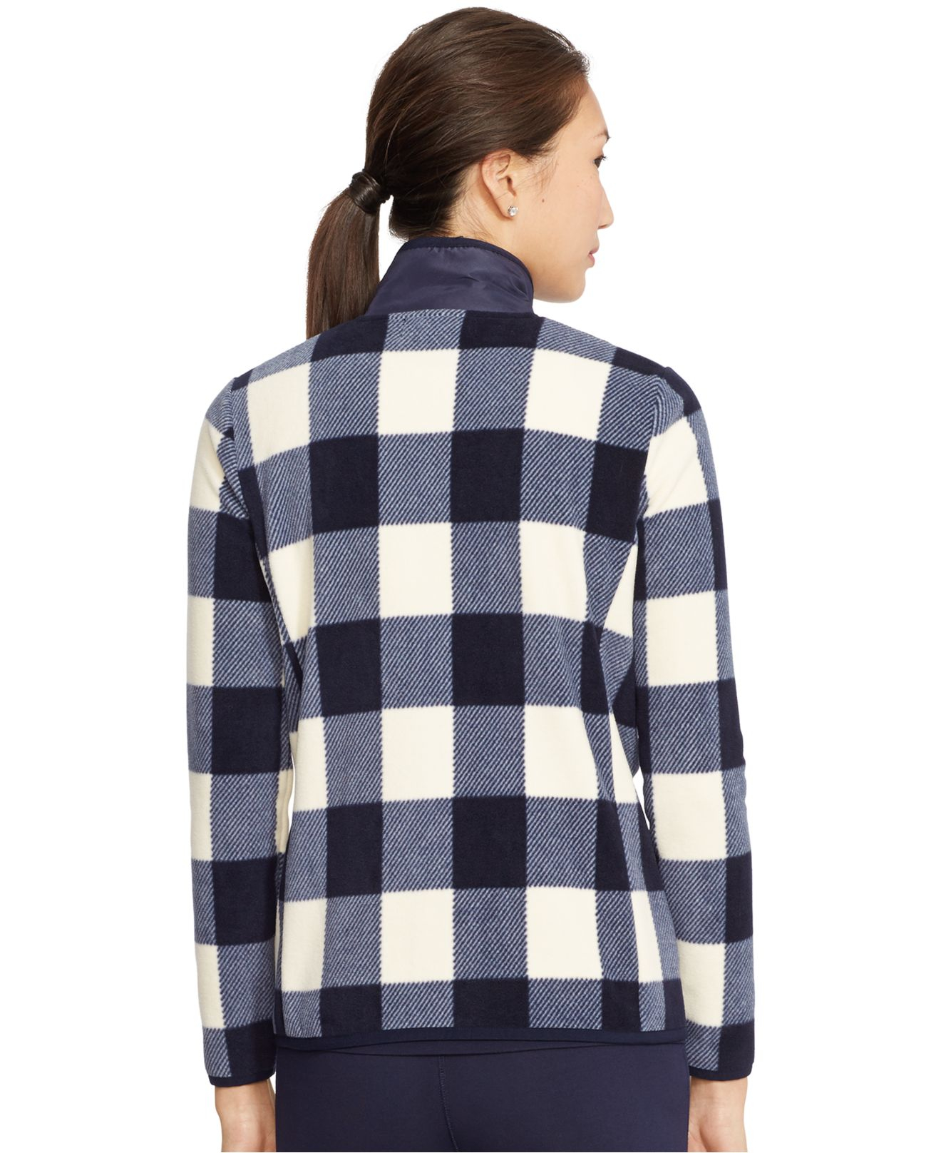 Lauren by ralph lauren Quilted Front Plaid Jacket  in Blue 