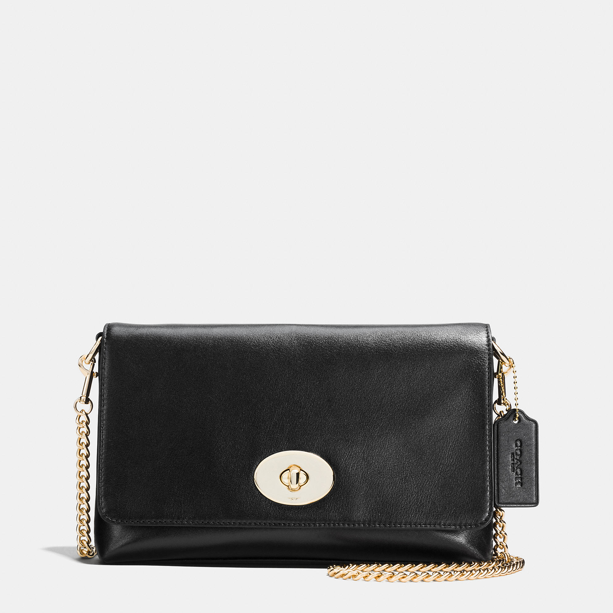 COACH Crosstown Crossbody In Smooth Calf Leather in Light Gold/Black (Black) - Lyst
