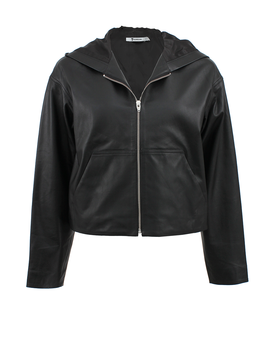 Lyst - T By Alexander Wang Long Sleeve Hooded Cropped Leather Jacket in ...