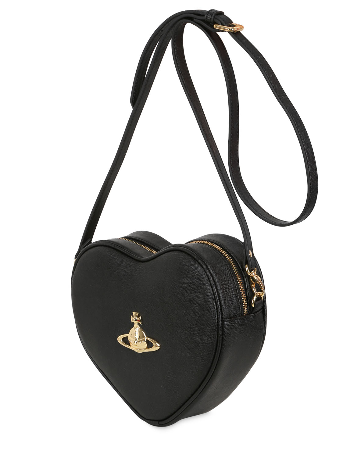 Lyst Vivienne Westwood Divina Heart Saffiano Faux Leather Bag In Black Gallery