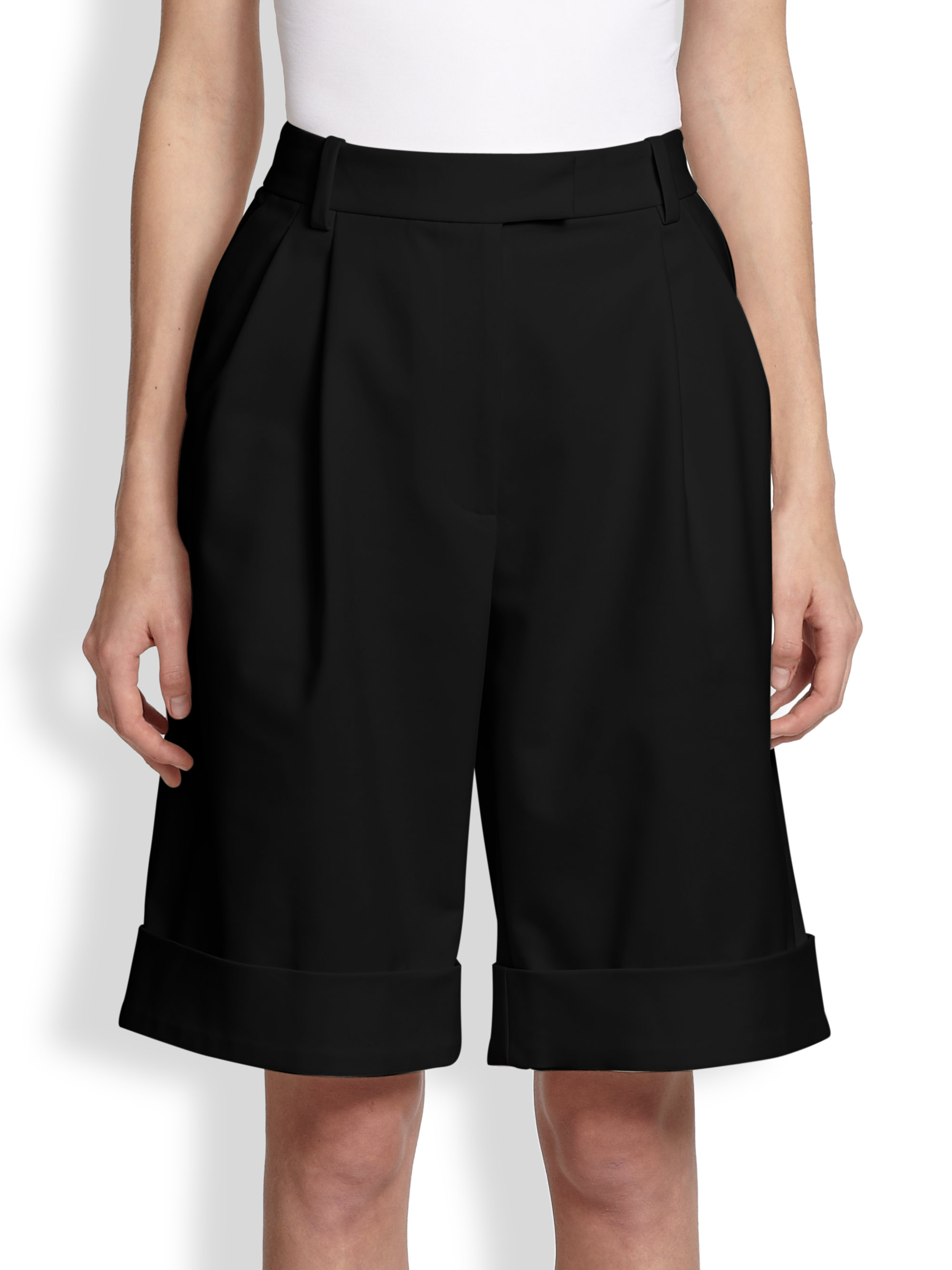 3.1 phillip lim Cuffed Bermuda Shorts in Black | Lyst