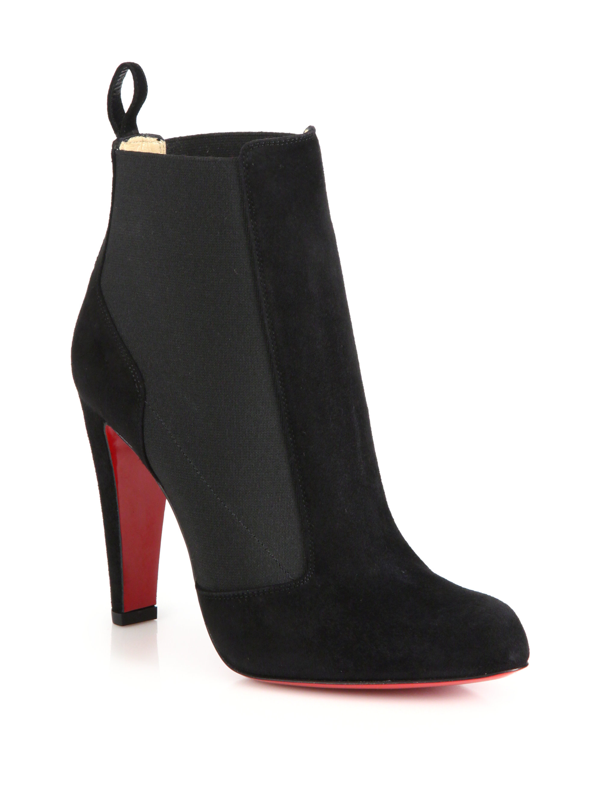 Christian Louboutin Boulevard Suede And Elasticized Booties In Black Lyst 3016