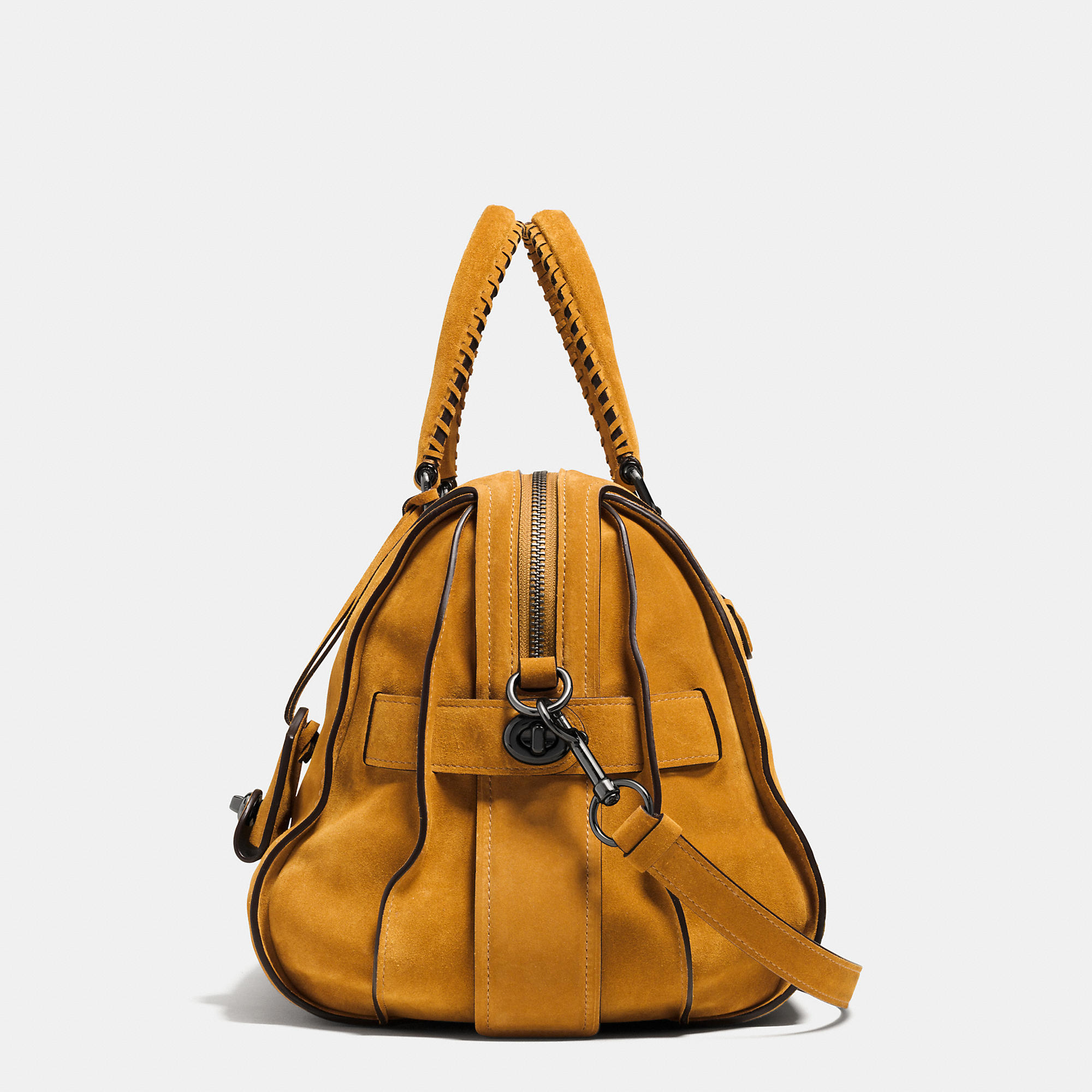 COACH Ace Satchel 28 In Suede in Brown - Lyst