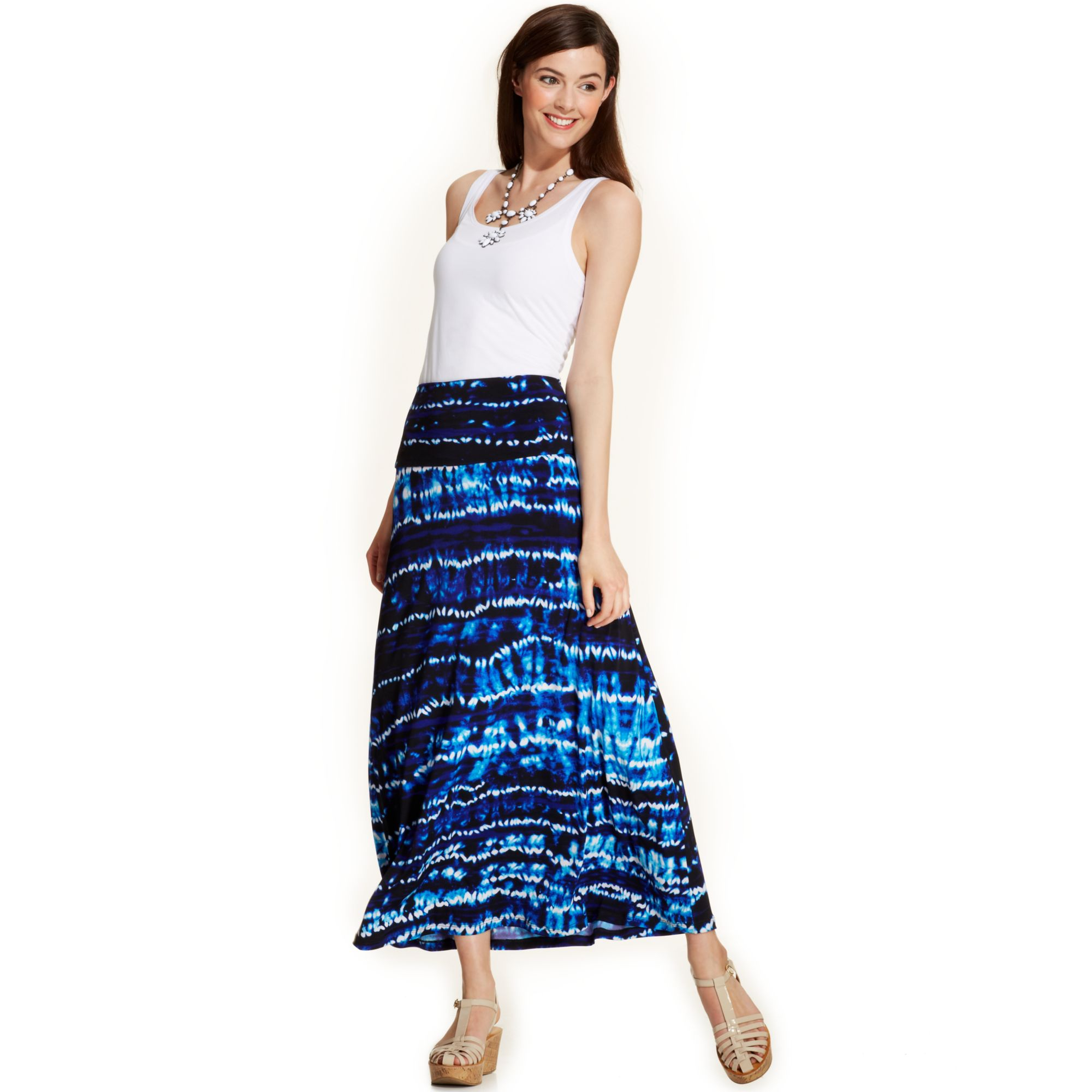 Eci Tiedye Maxi Skirt in Blue (Blue/Aqua) | Lyst