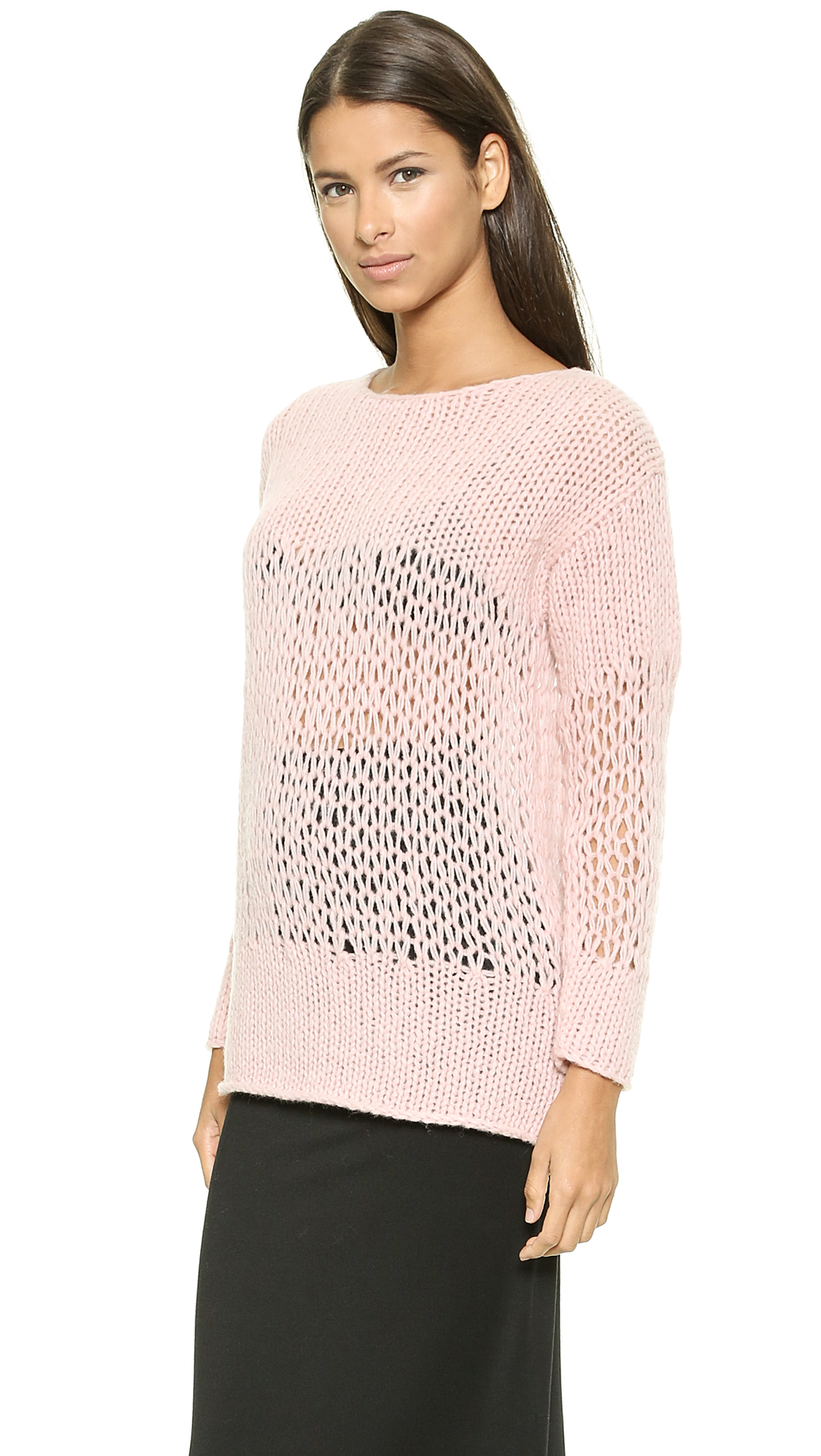 Lyst - Dkny Pointelle-knit Sweater in Pink