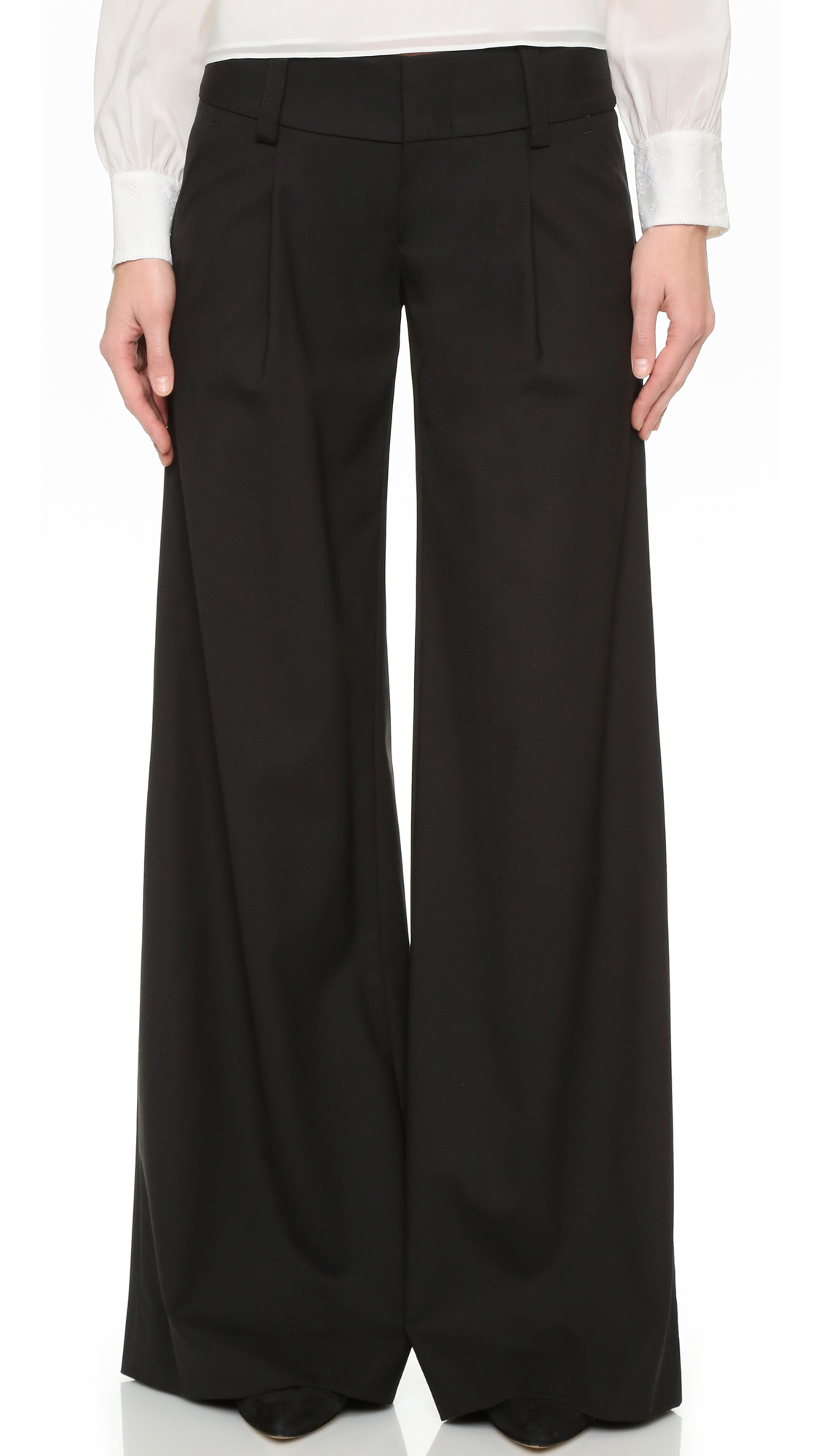 Lyst - Alice + Olivia Eric Front Pleat Wide Leg Pants in Black
