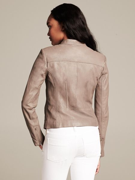 Banana Republic Heritage Taupe Leather Moto Jacket in Beige (Taupe) | Lyst