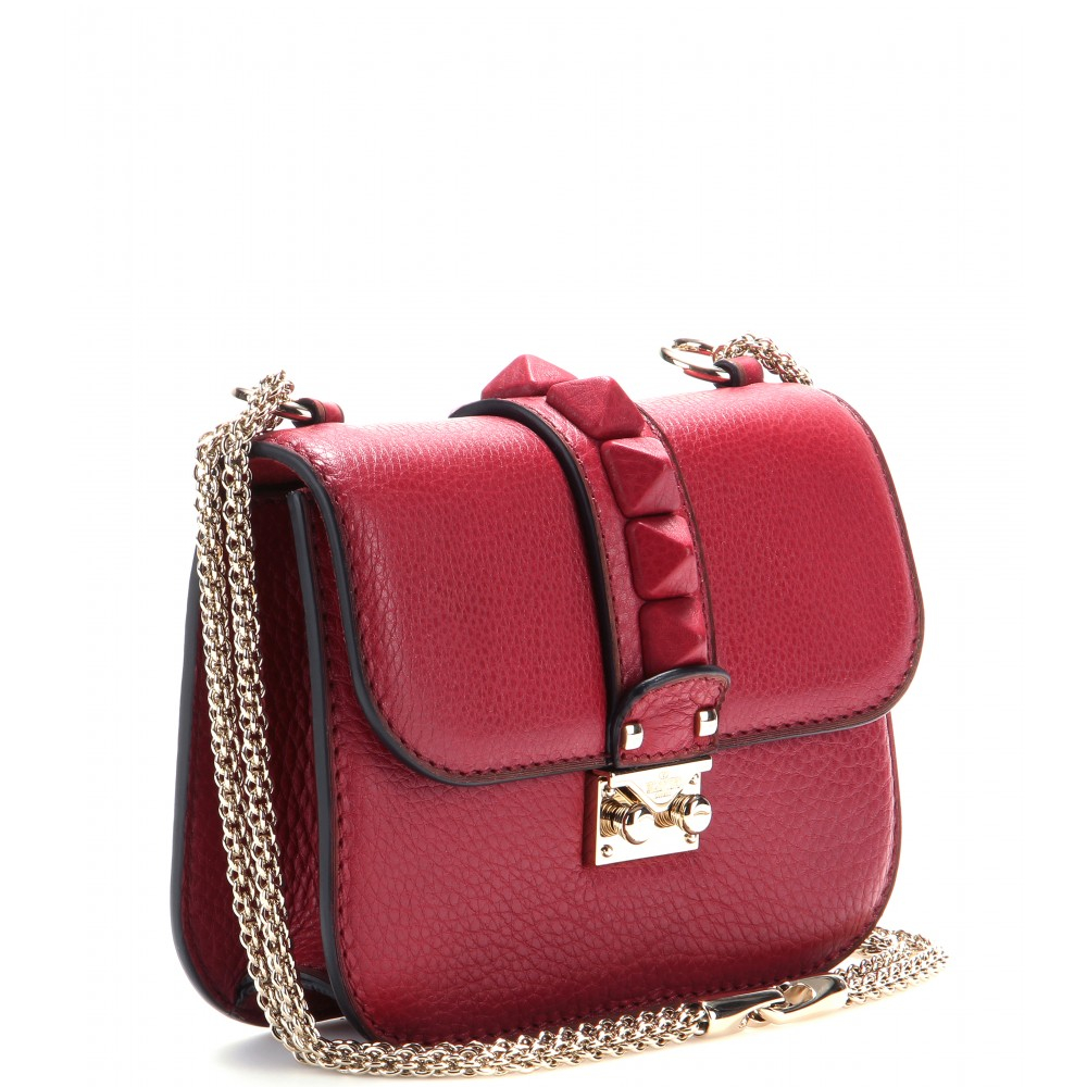 Lyst Valentino Garavani Lock Mini Leather Shoulder Bag in Red