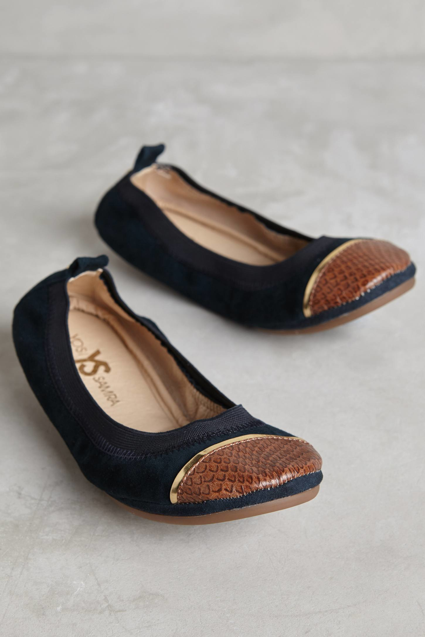 Lyst - Yosi Samra Sybil Cap-toe Fold-up Flats in Blue