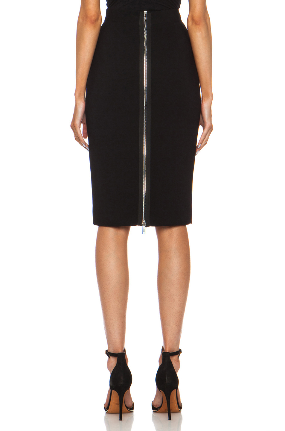 Givenchy Silver Zipper Pencil Viscoseblend Skirt in Black | Lyst