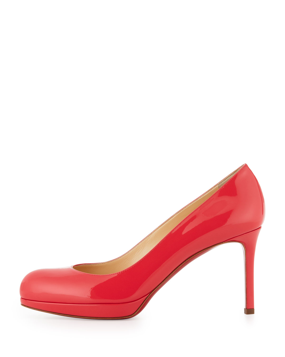 christian louboutin round-toe wedges Red patent leather covered ...