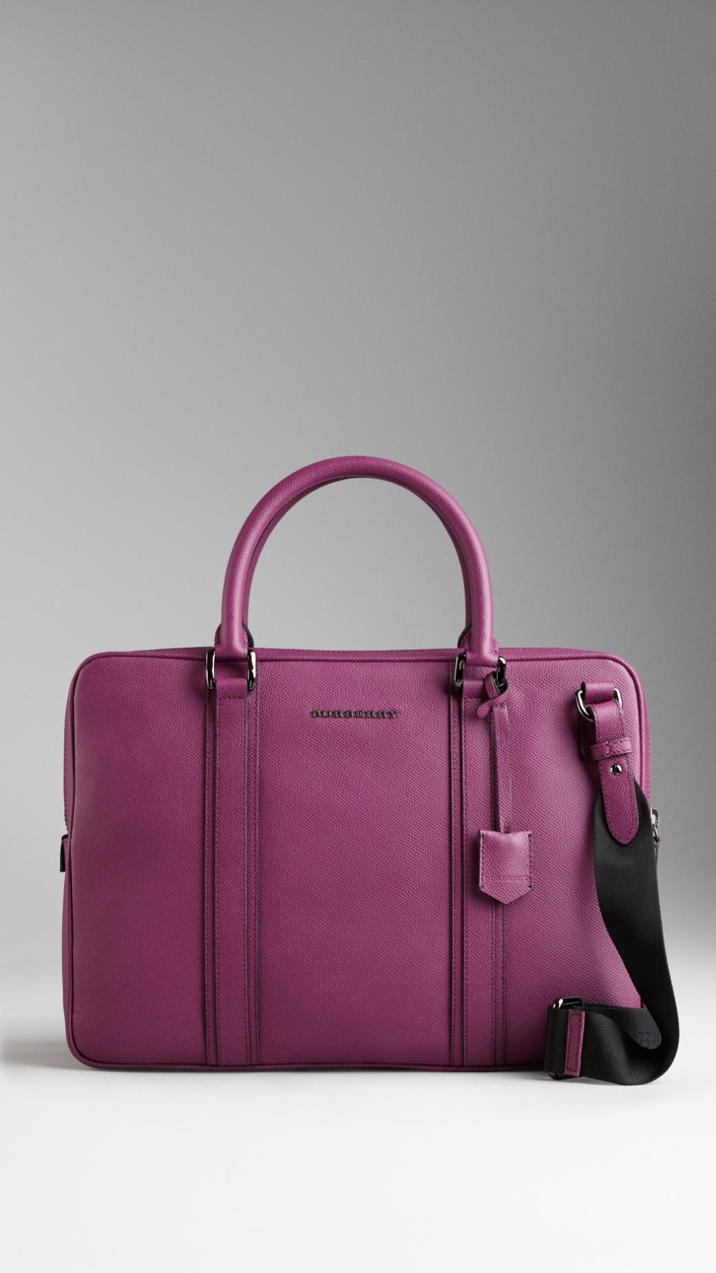 purple leather briefcase