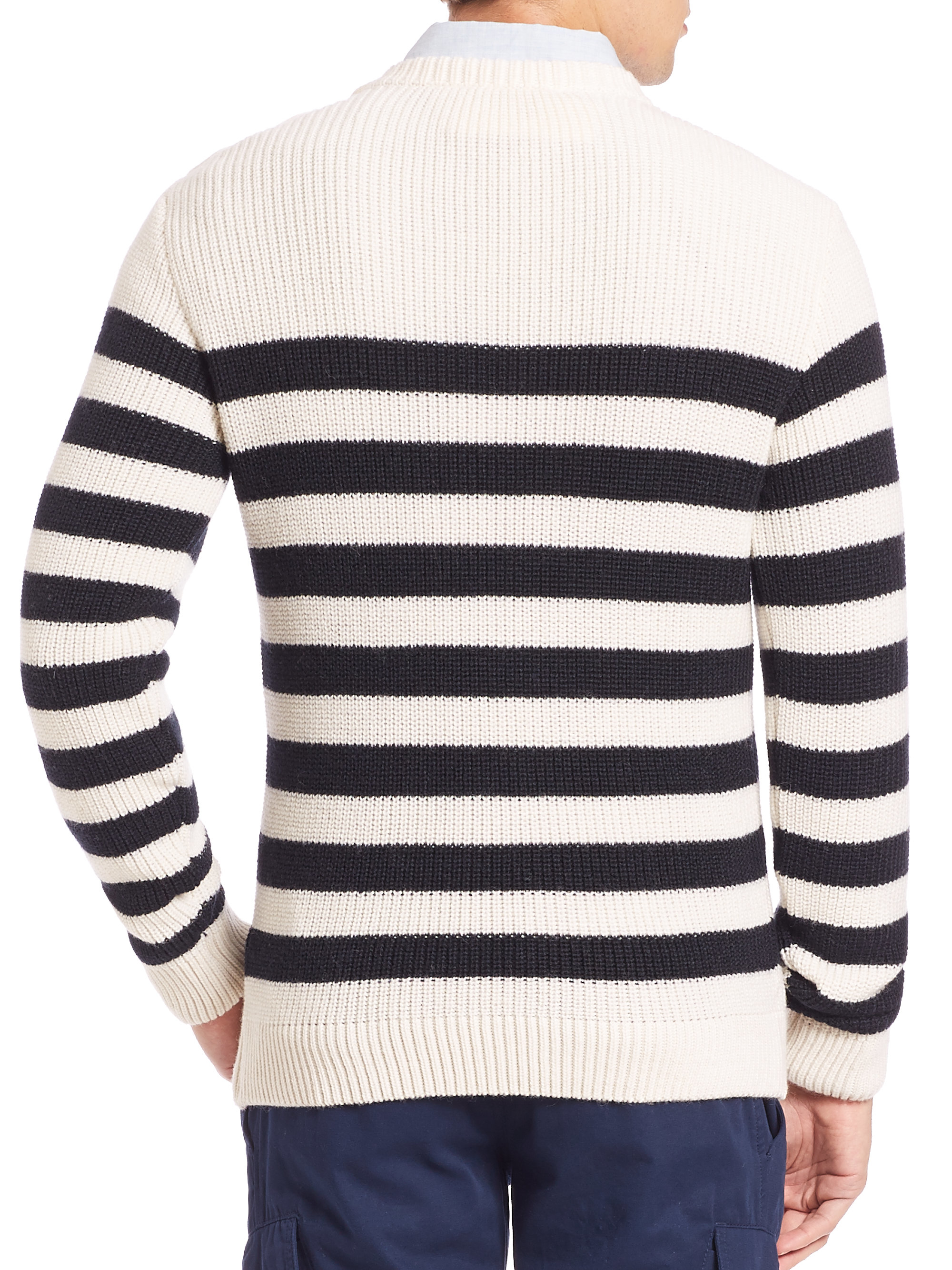 Lyst - Lacoste Fancy Rib Striped Sweater in Purple for Men