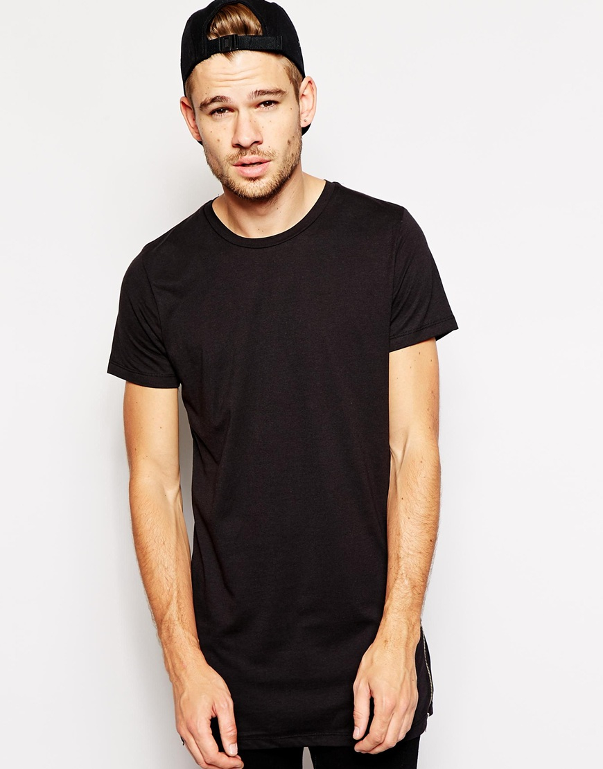 Download Lyst - Selected Selected T-shirt In Longline With Zips in ...