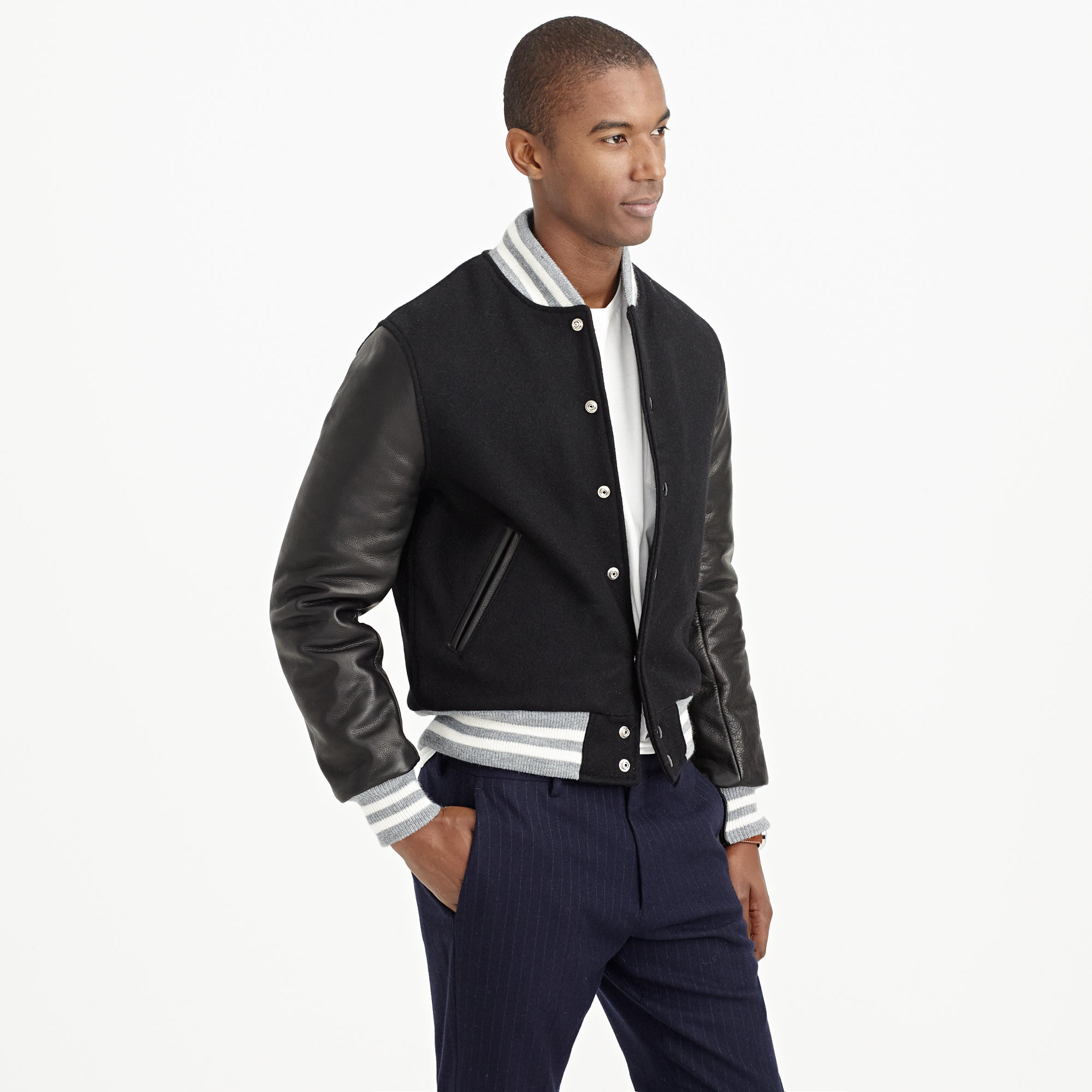 J Crew Golden Bear Sportswear Quilted Varsity Jacket In Black For Gallery Men S Varsity Jackets