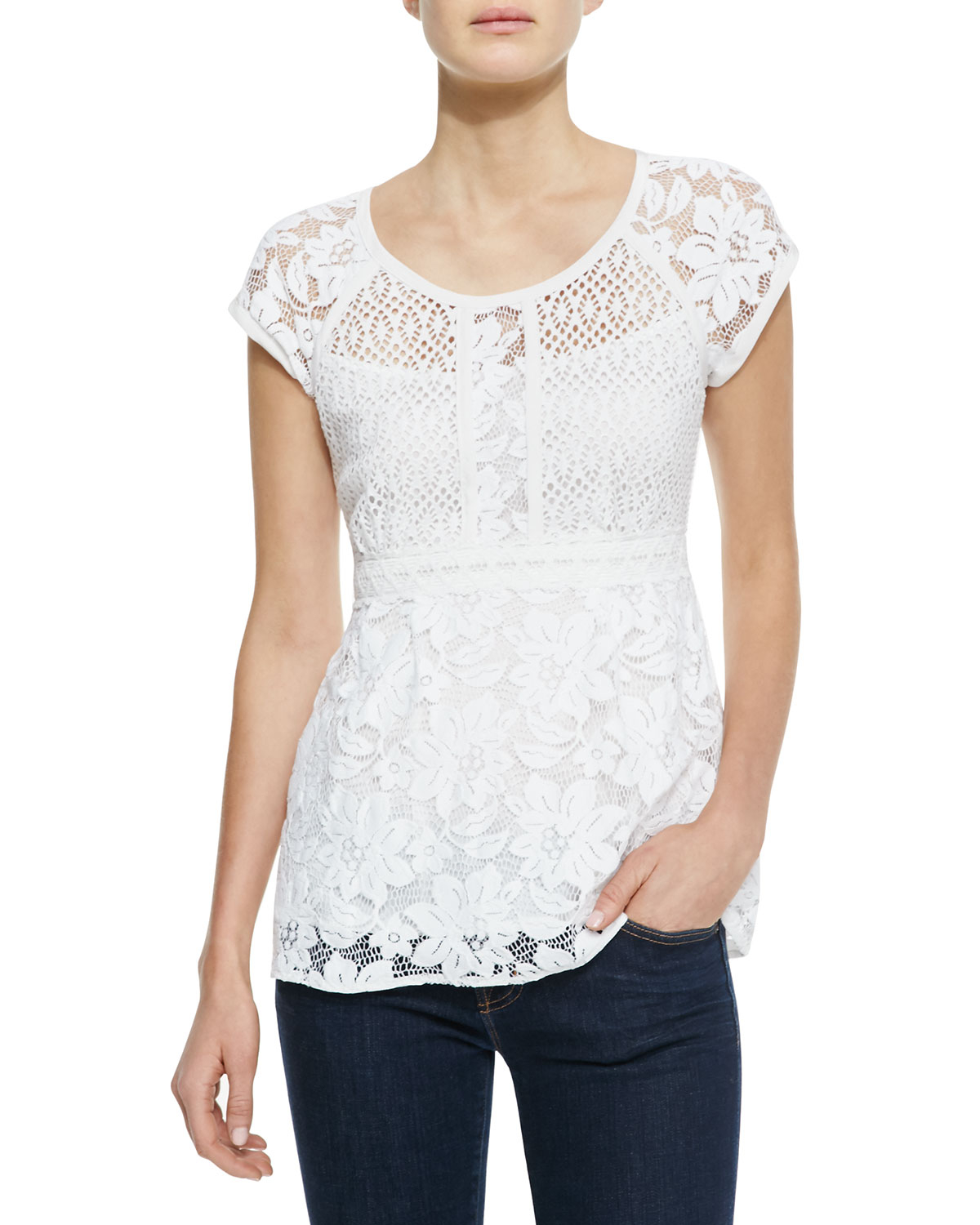 Nanette Lepore Kiss in The Dark Lace Top in White | Lyst