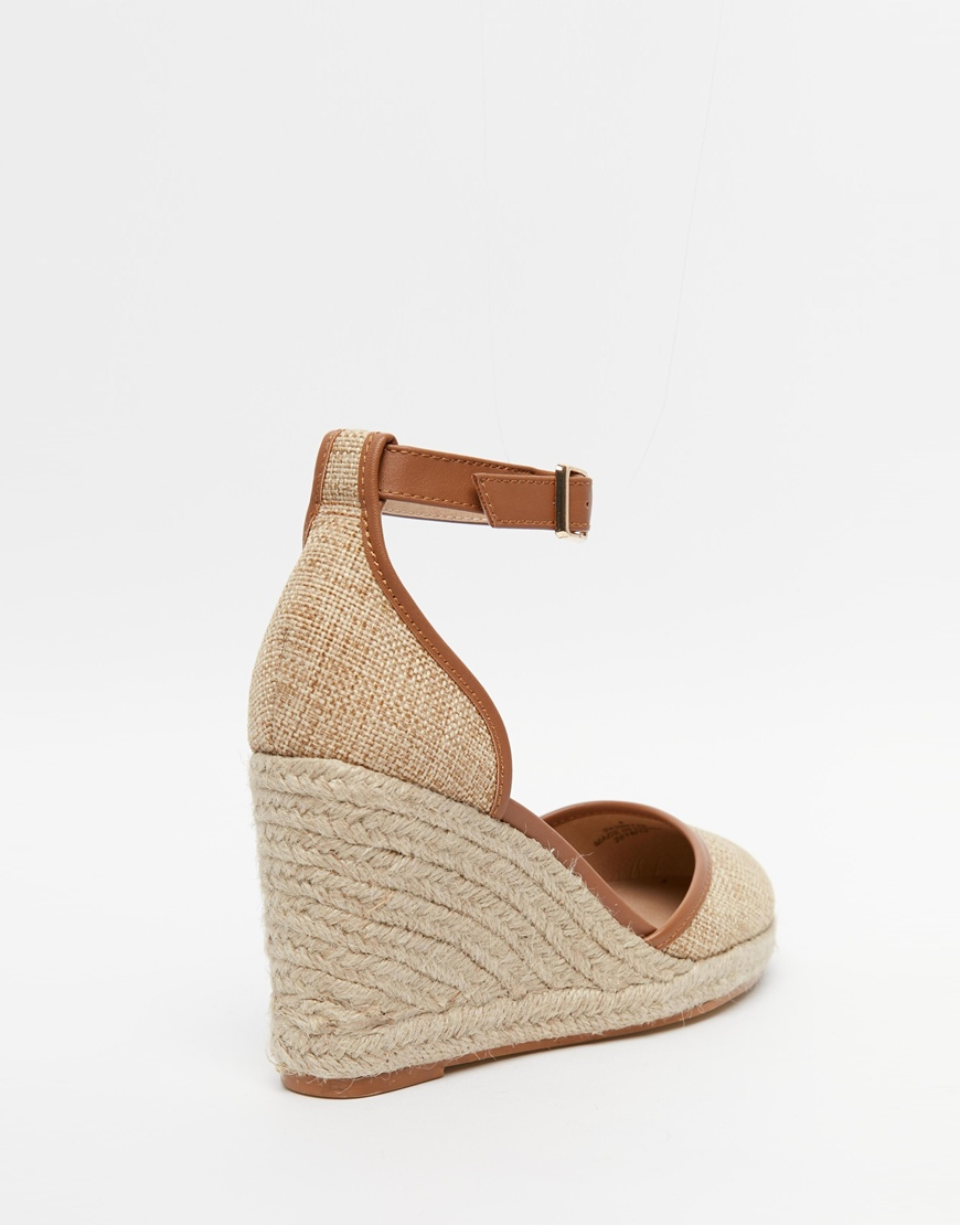 Asos Juicy  Wedge  Sandals  in Beige Naturaltan Lyst