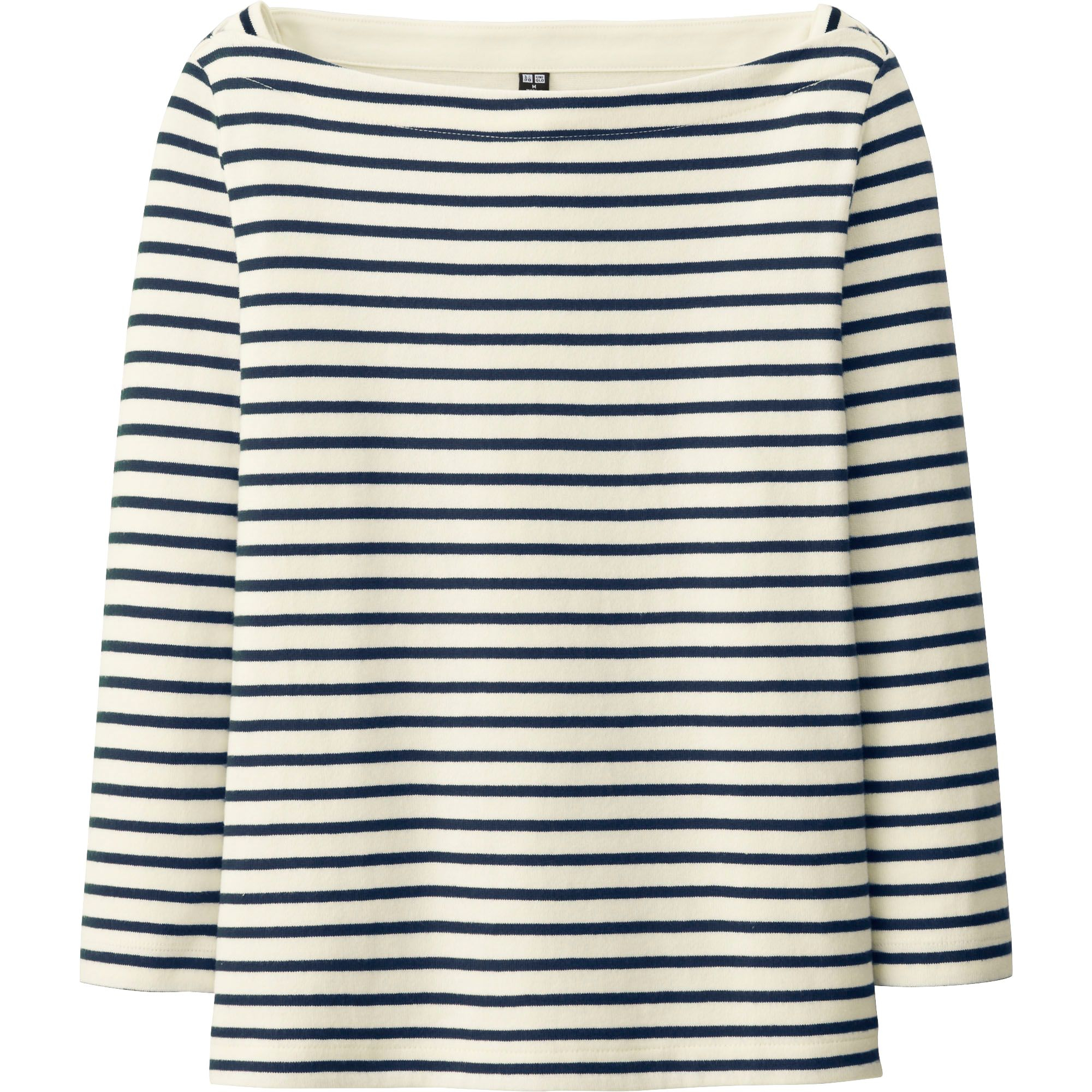 Uniqlo Women Striped Boat Neck 3/4 Sleeve T in White (OFF WHITE) | Lyst