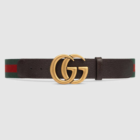 Gucci Web Belt With Double G Buckle in Green - Lyst