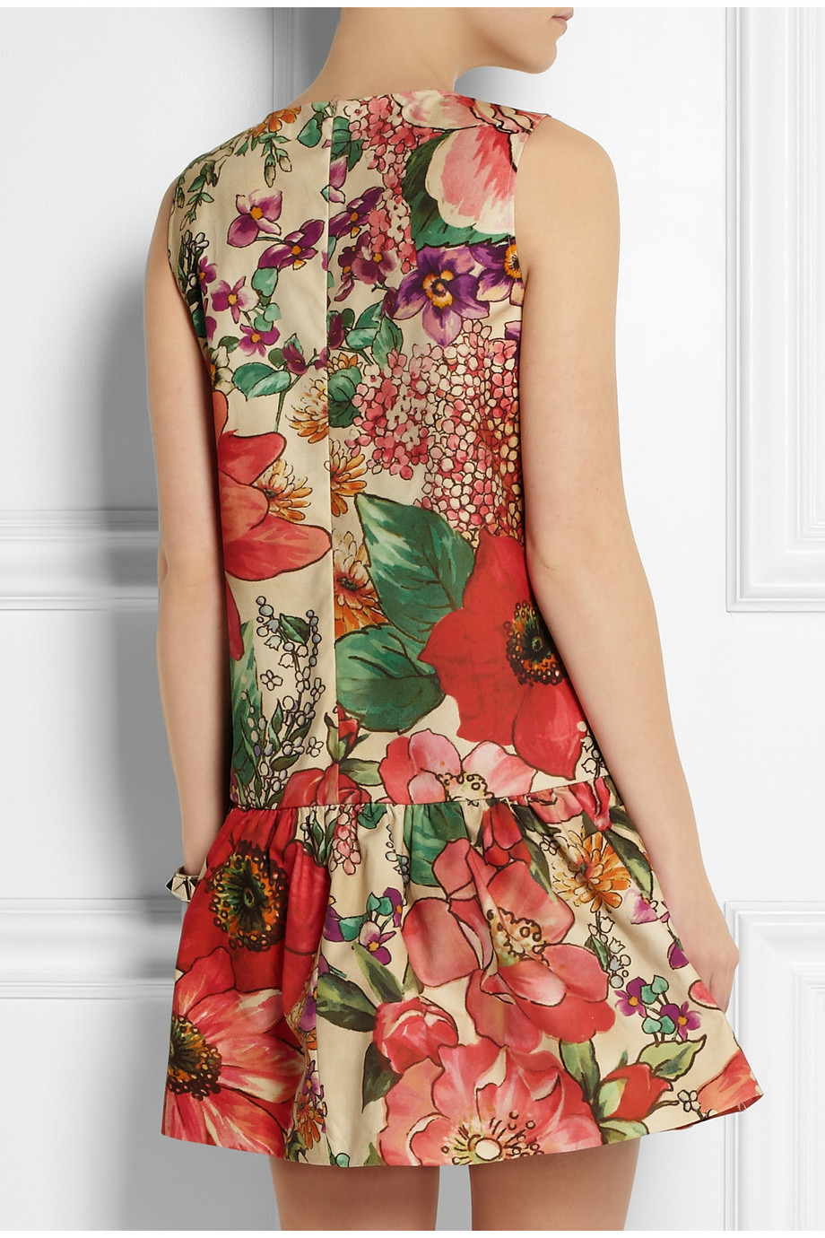 Lyst Red Valentino Floralprint Cotton Mini Dress in Red