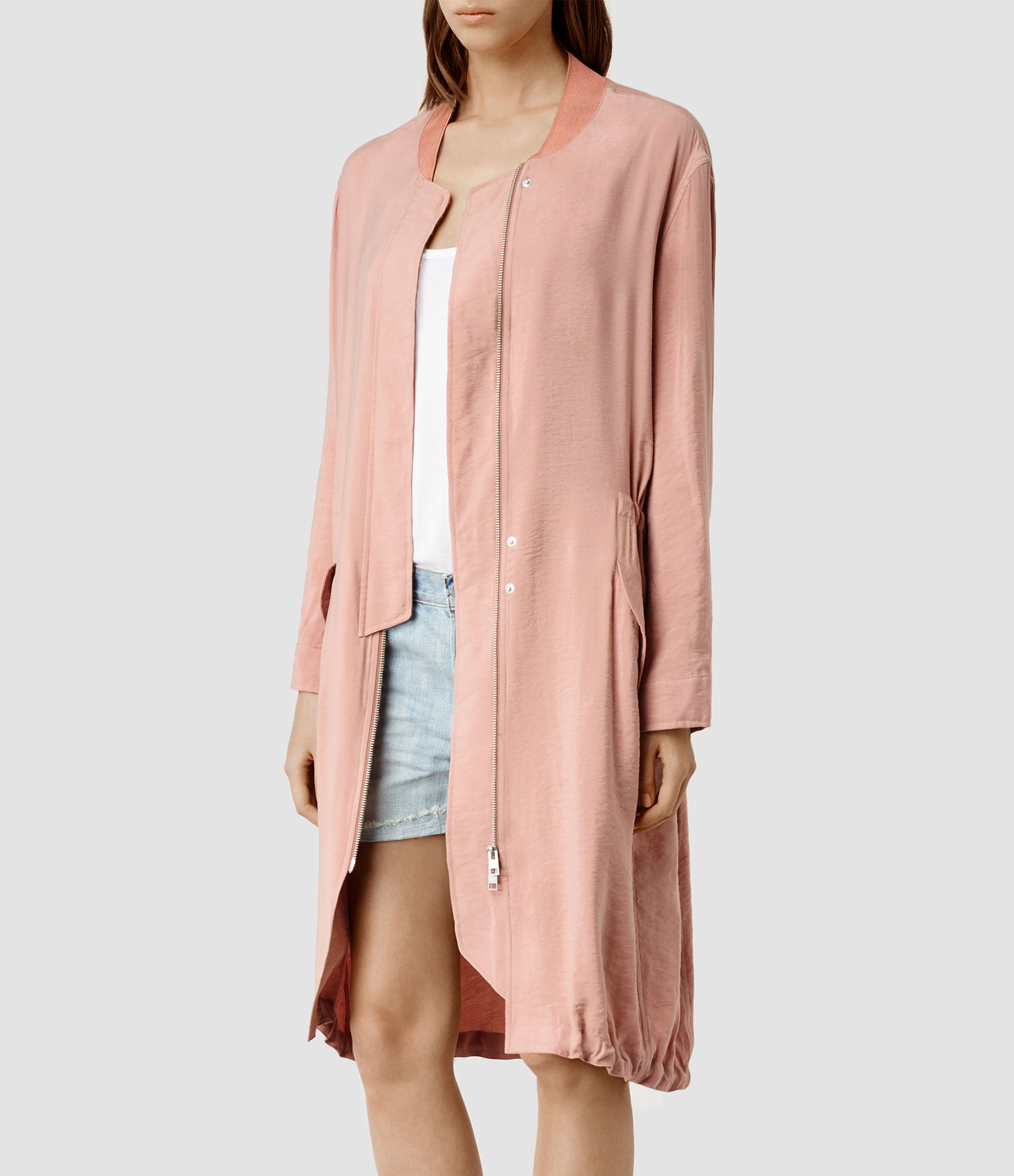 Allsaints Elio Bomber Parka  Coat Usa Usa in Pink  Lyst