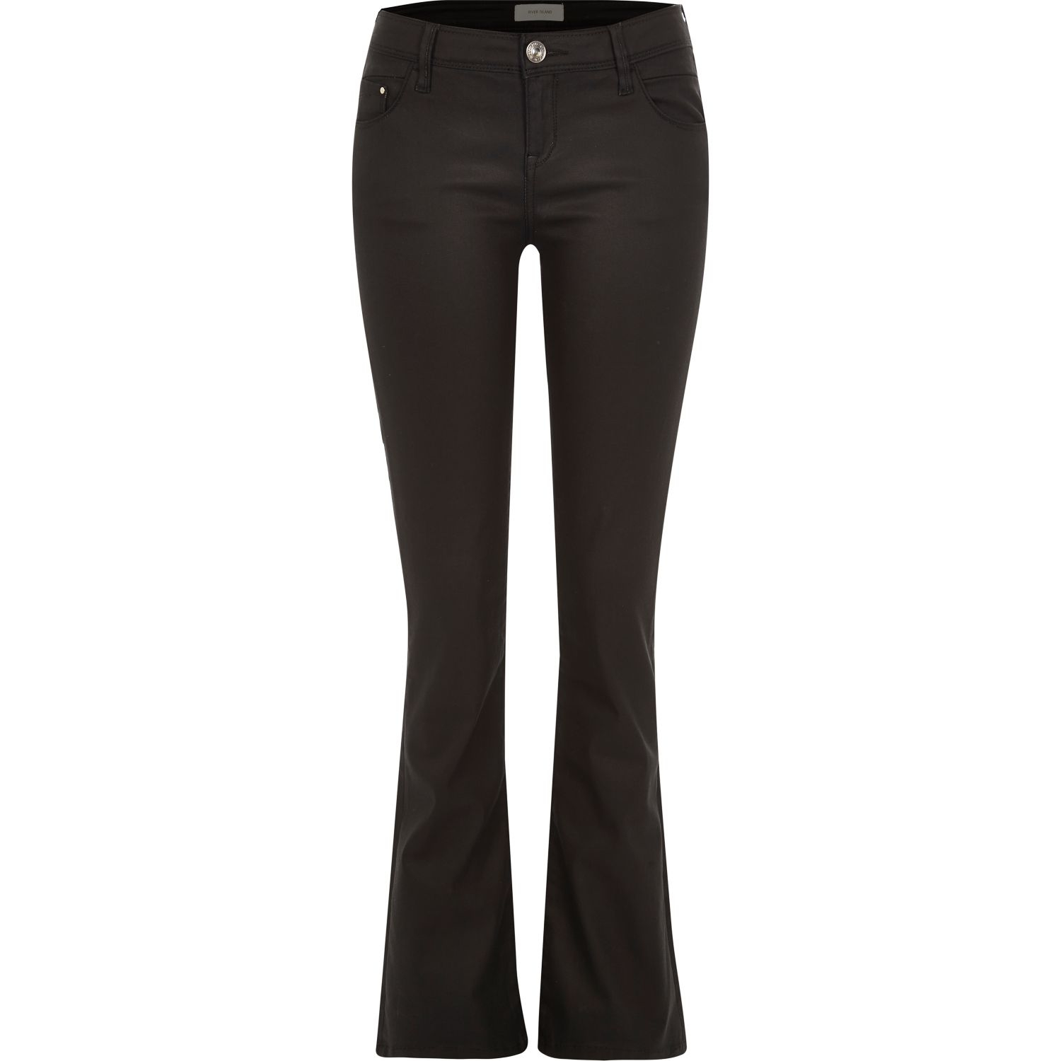 River island Black Coated Hailey Low Rise Bootcut Jeans in Black | Lyst