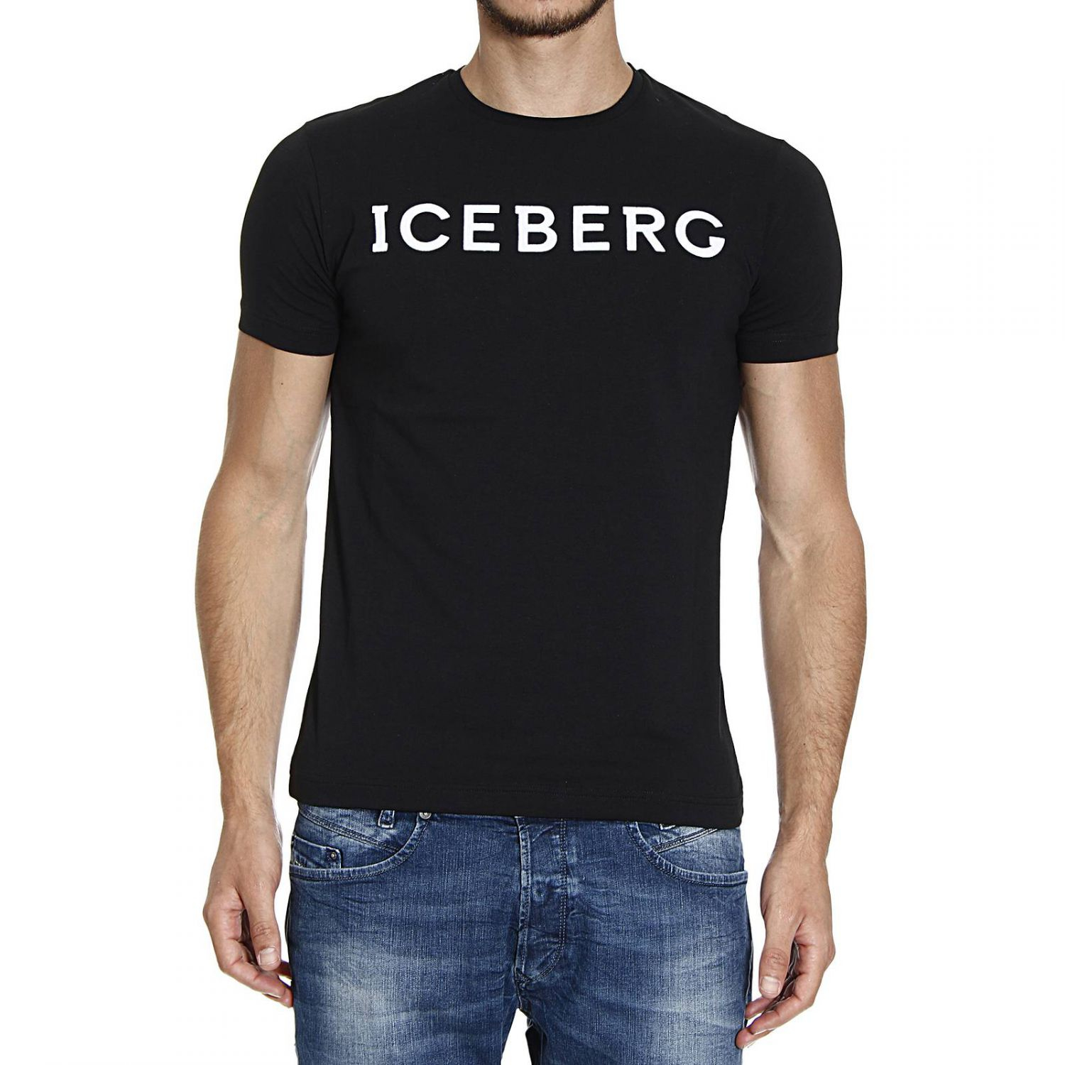 Iceberg T-shirt Short Sleeve Crewneck Logo in Black for Men (nero) | Lyst