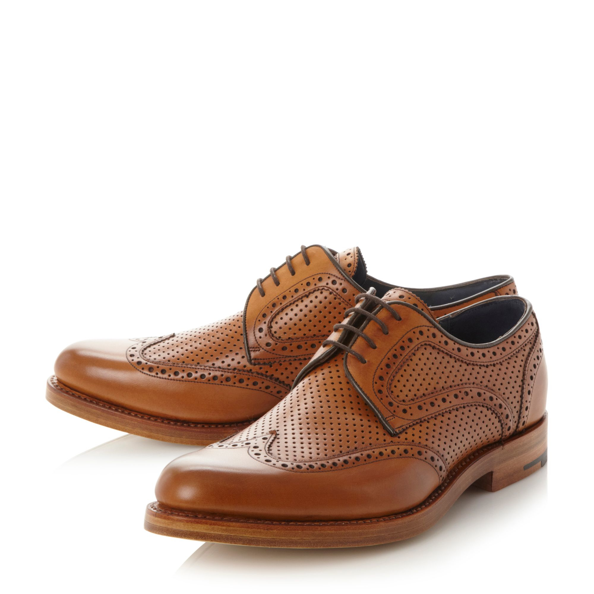 Barker Dowd Tweed Panel Leather Derby Shoes in Brown for