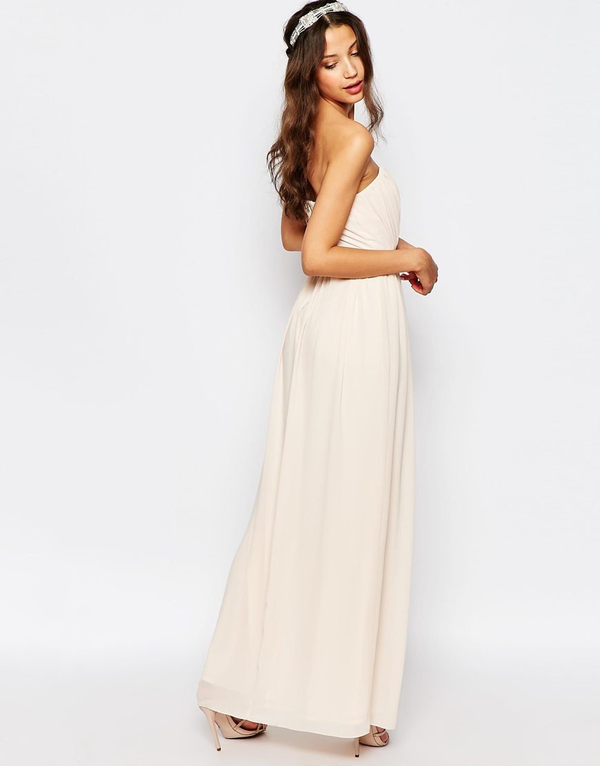  TFNC  London  Wedding  Bandeau Chiffon Maxi Dress  in Pink Lyst