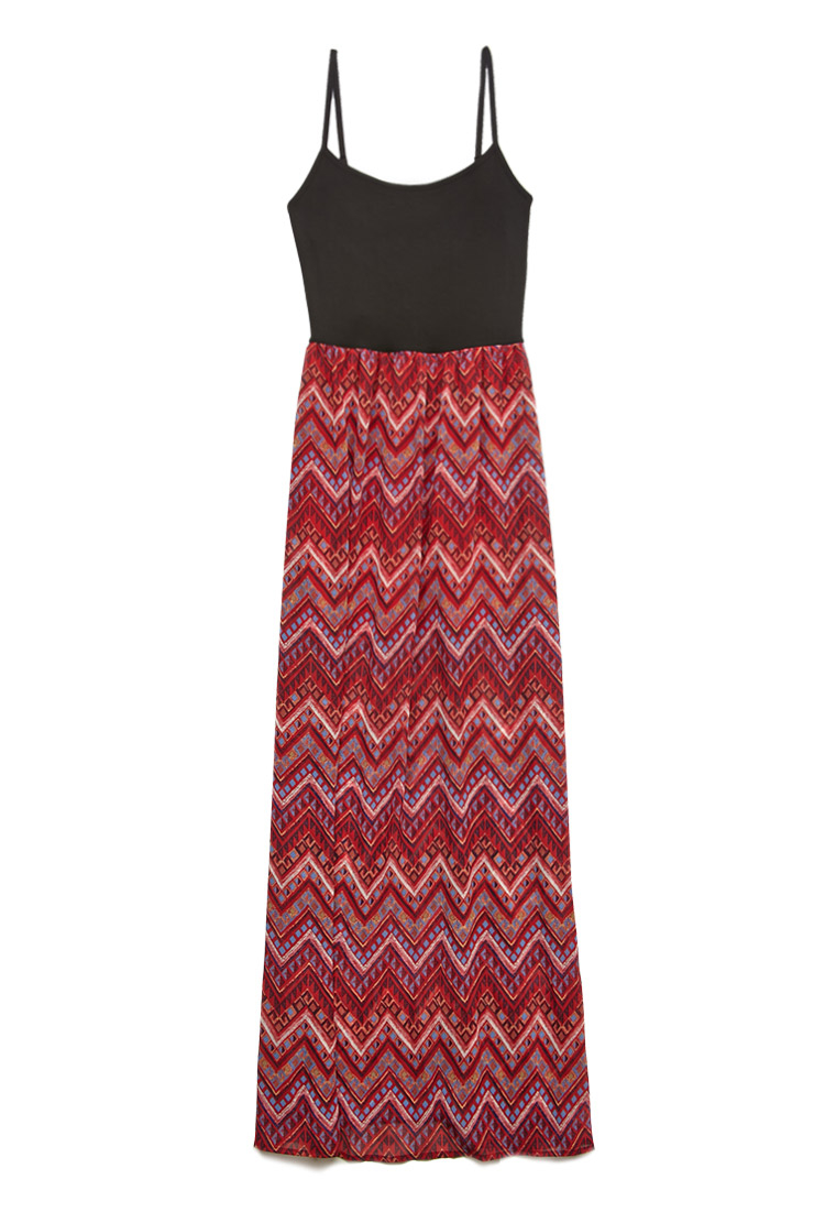 Forever 21 Tribal Print Maxi Dress in Red | Lyst