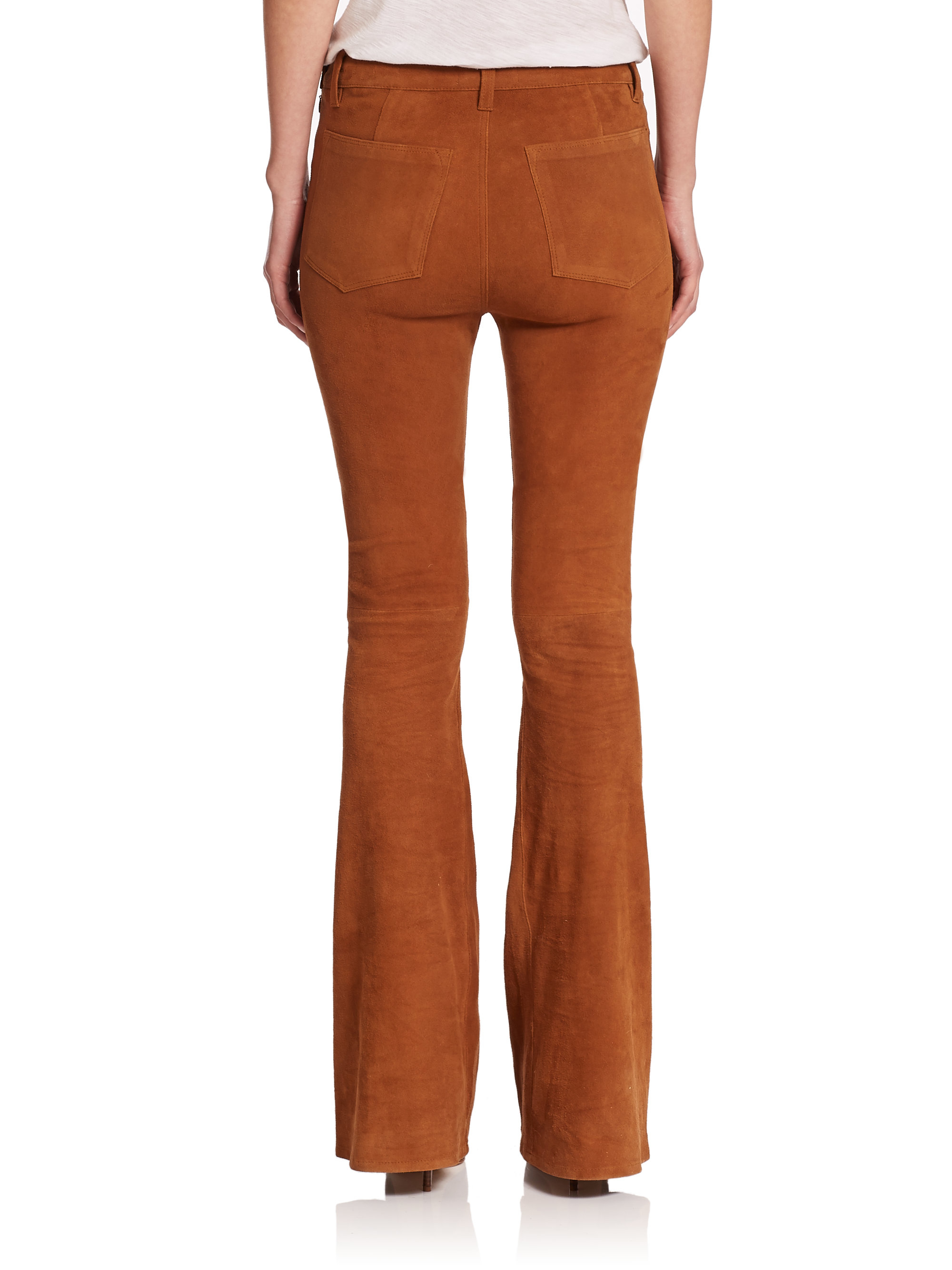 Lyst - Frame Le Flare De Francoise Suede Jeans in Brown