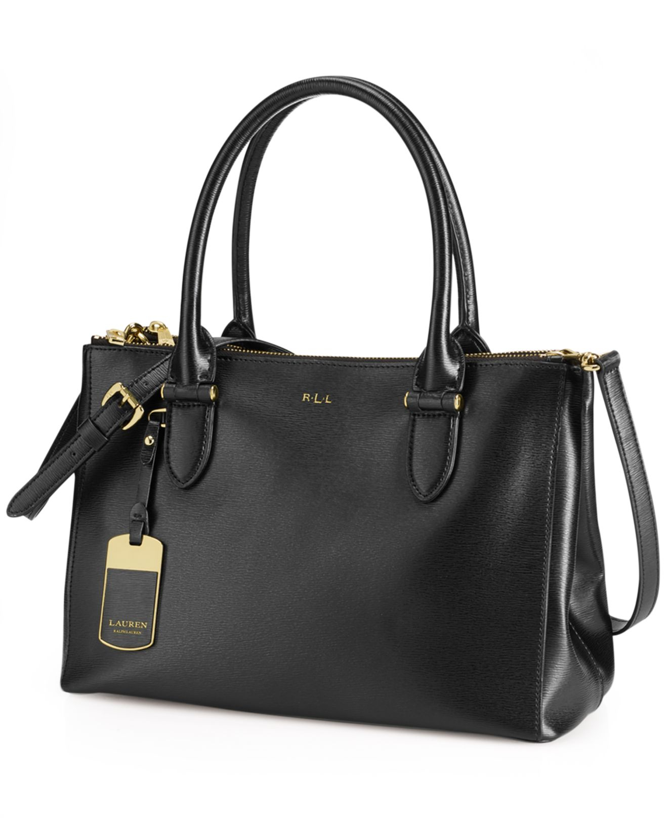 Lauren by ralph lauren Newbury Double Zip Shopper in Black | Lyst